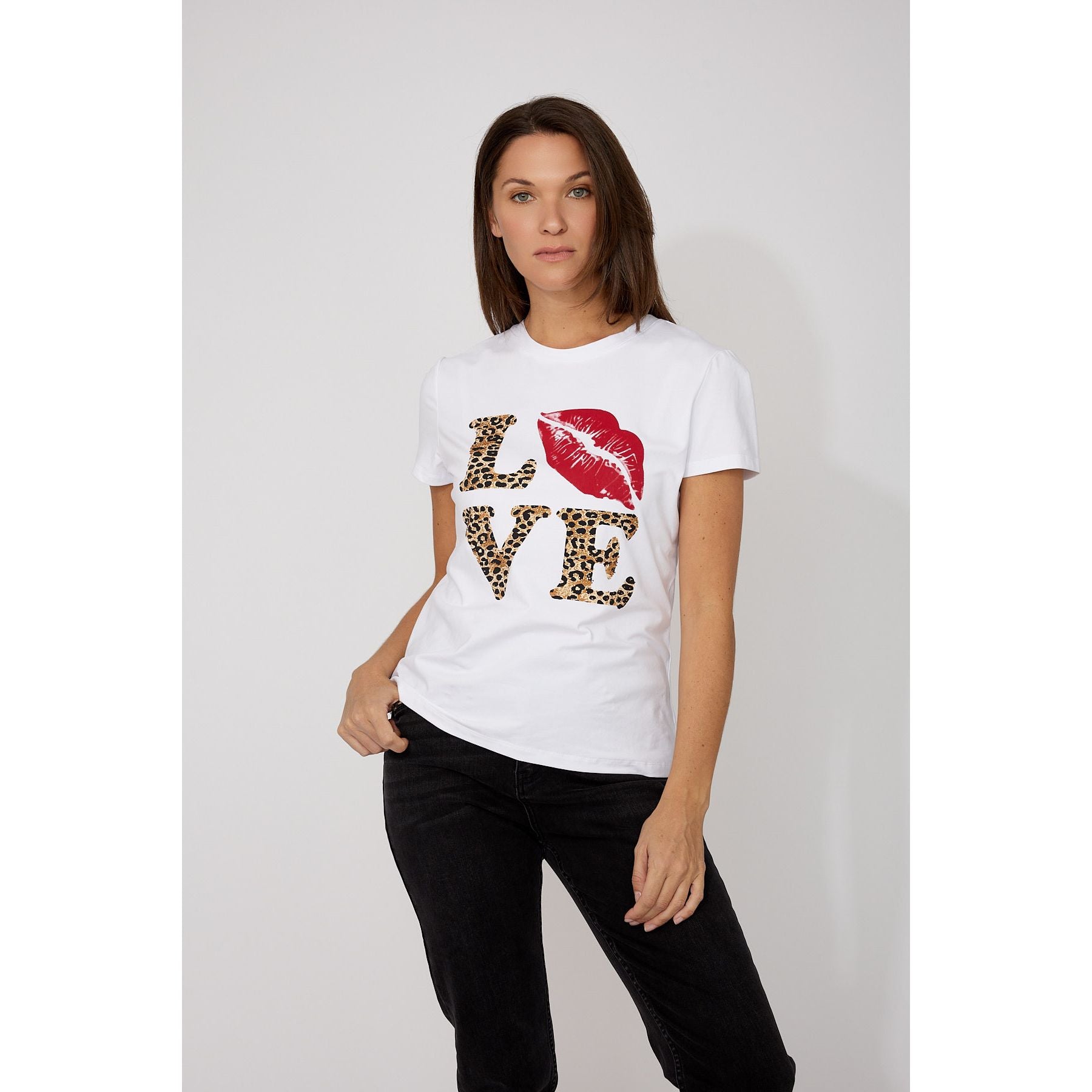 Love Leopard Print T-Shirt - style 266530