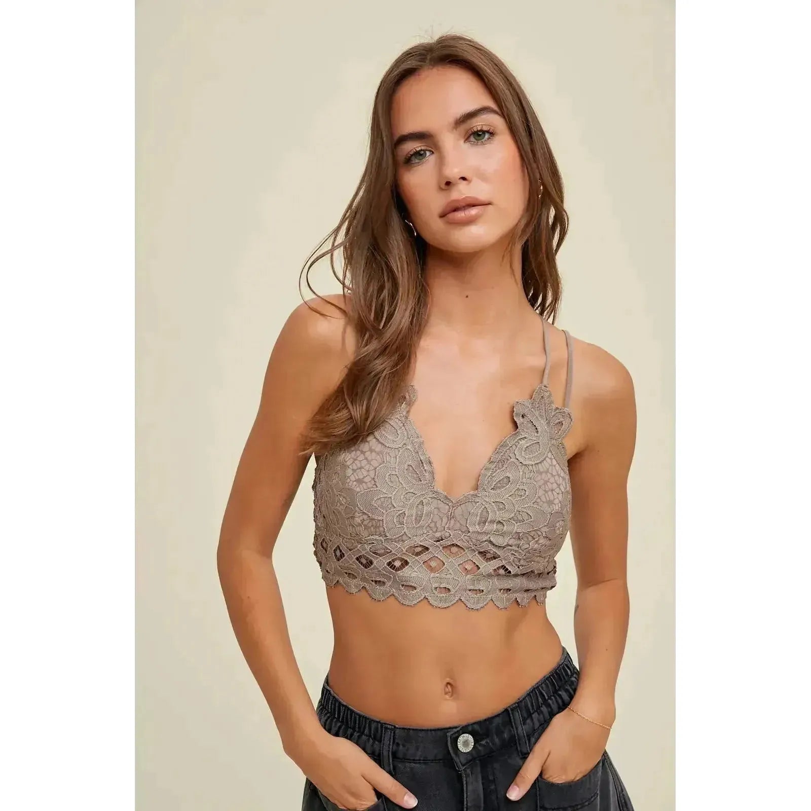 Double Strap Scalloped Lace Bralette