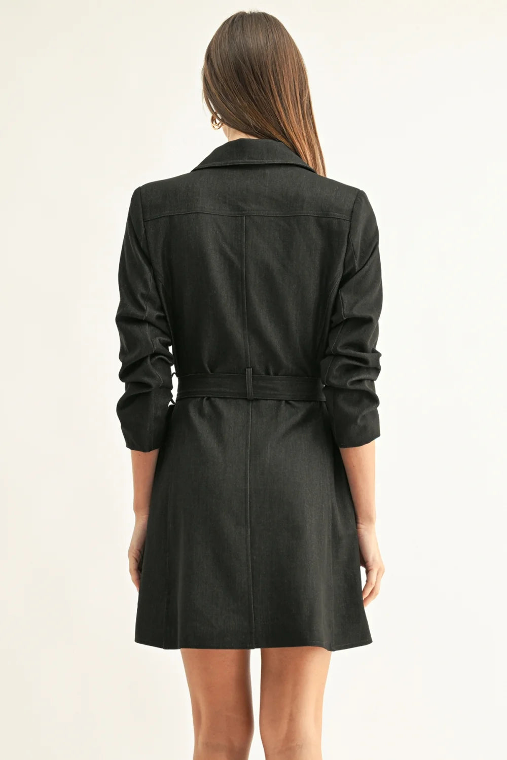 Lyanna Pleated 3/4 Sleeves Chambray Blazer Dress