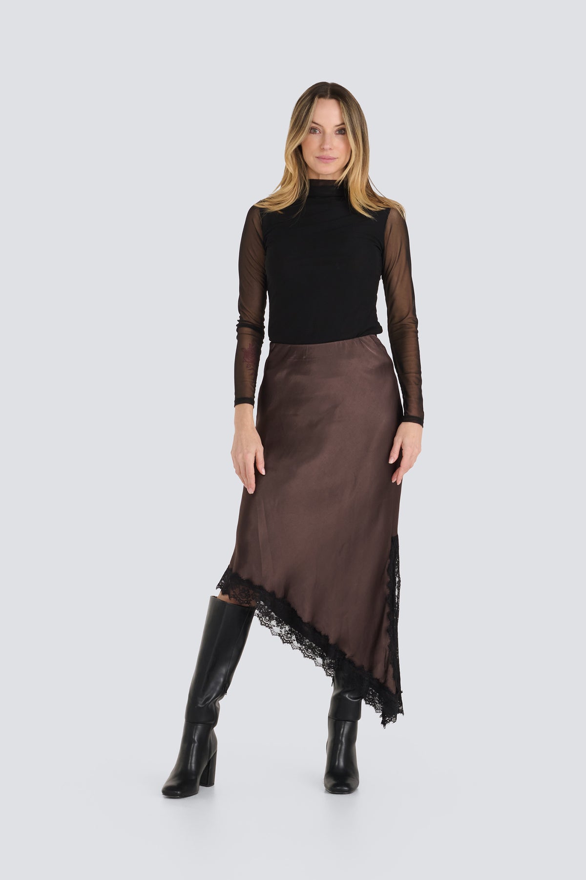 Sloane Satin & Lace Skirt