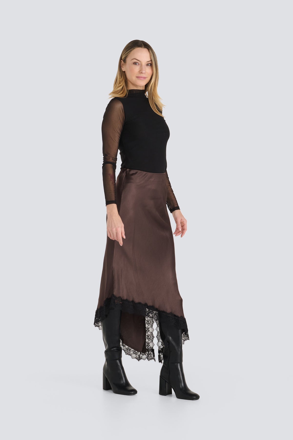 Sloane Satin & Lace Skirt