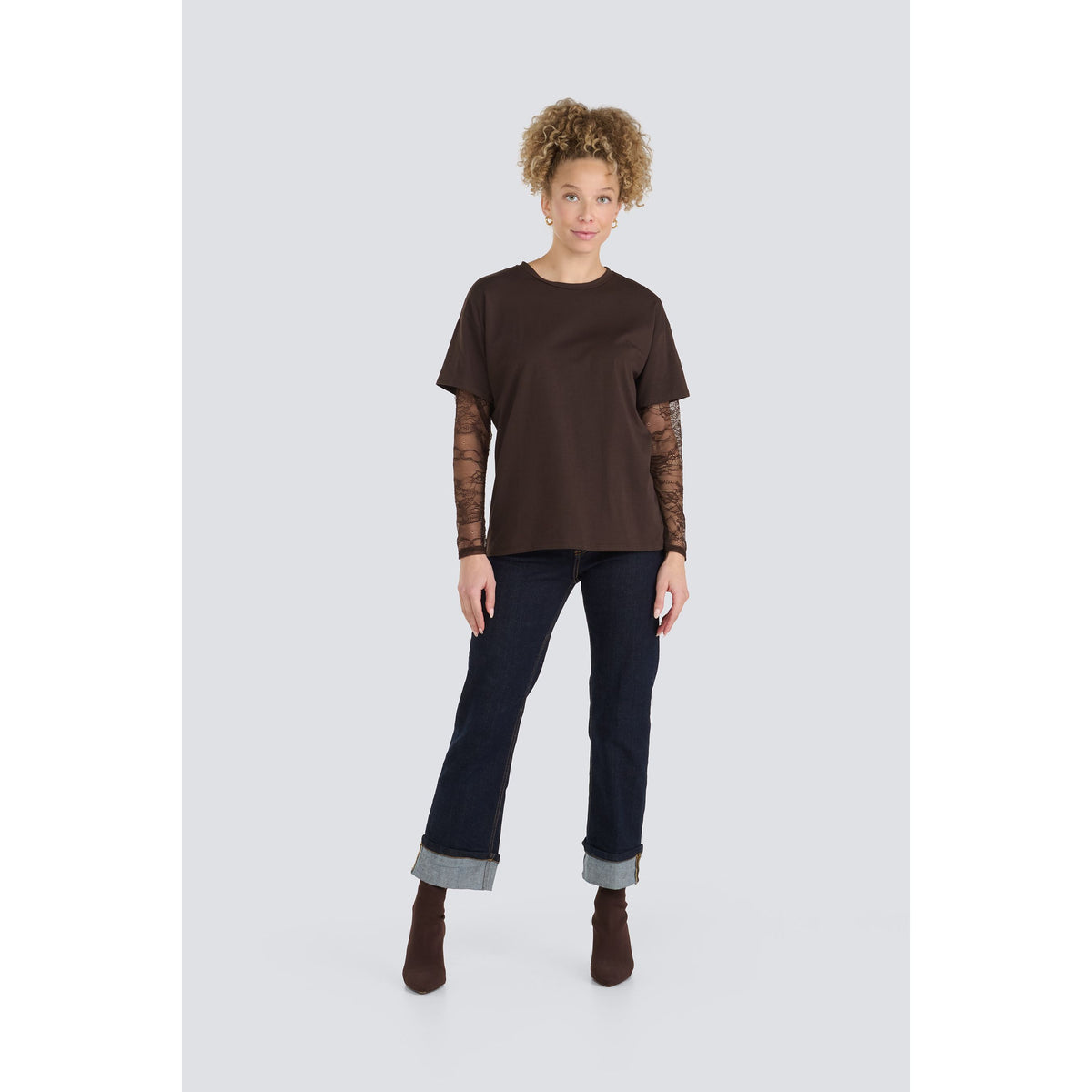 T-Shirt with Lace Sleeves