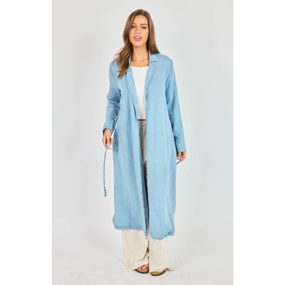 It’s Pouring Duster Coat w/ Braided Belt