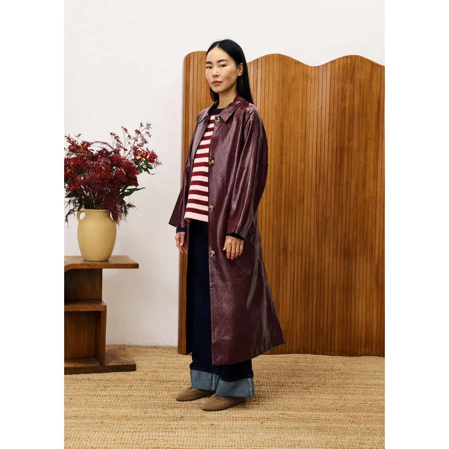 HALIMI Bordeaux Trench Coat
