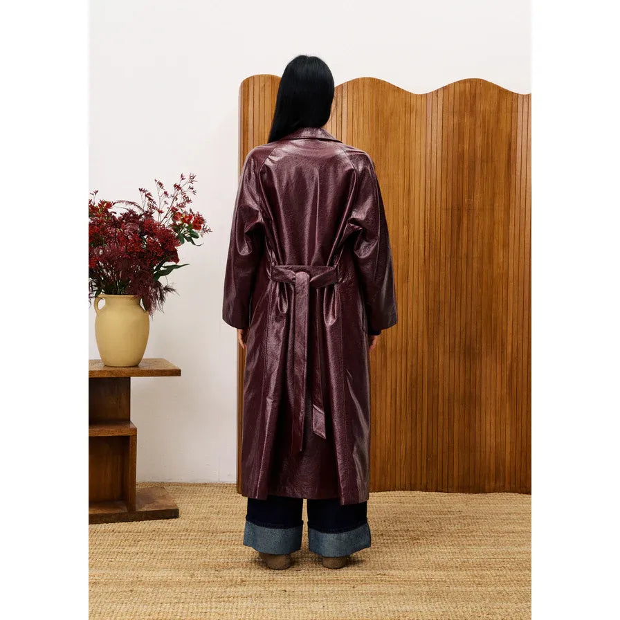 HALIMI Bordeaux Trench Coat