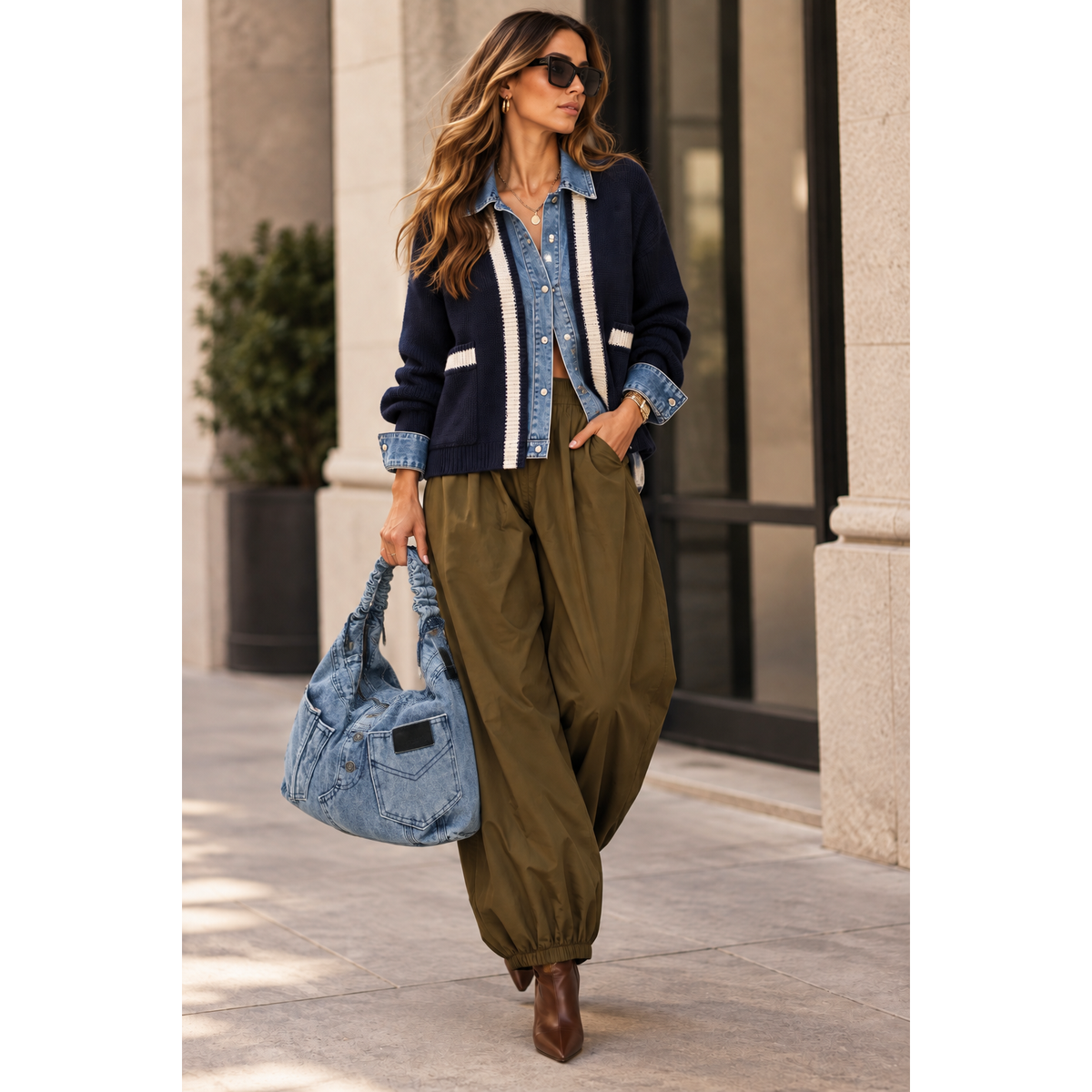 The Denim Layered Cardigan