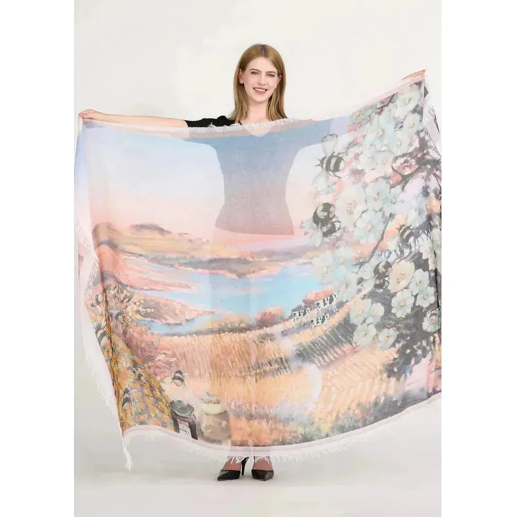 Milk & Honey - Luxury Hand Painted Silk Scarf