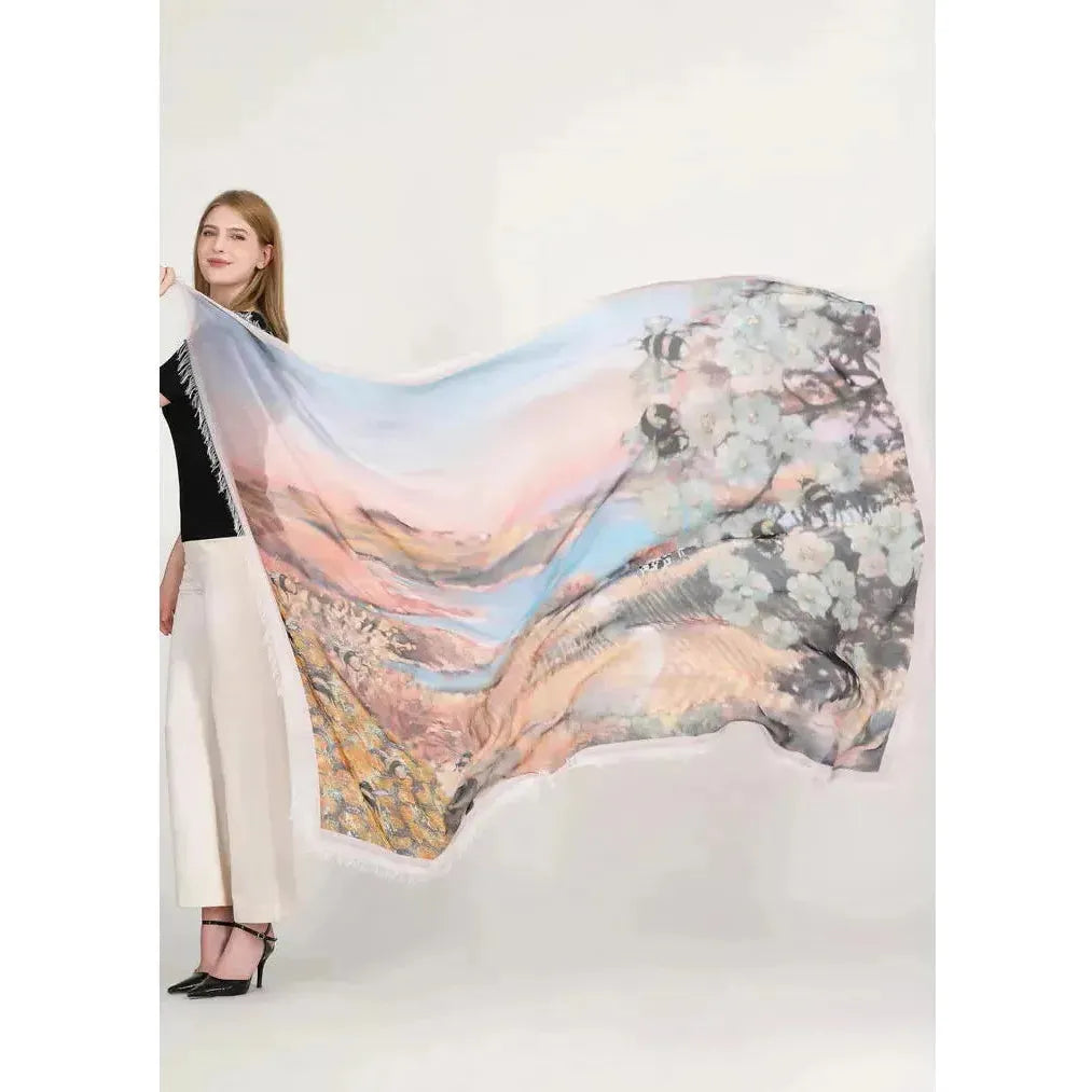 Milk & Honey - Luxury Hand Painted Silk Scarf