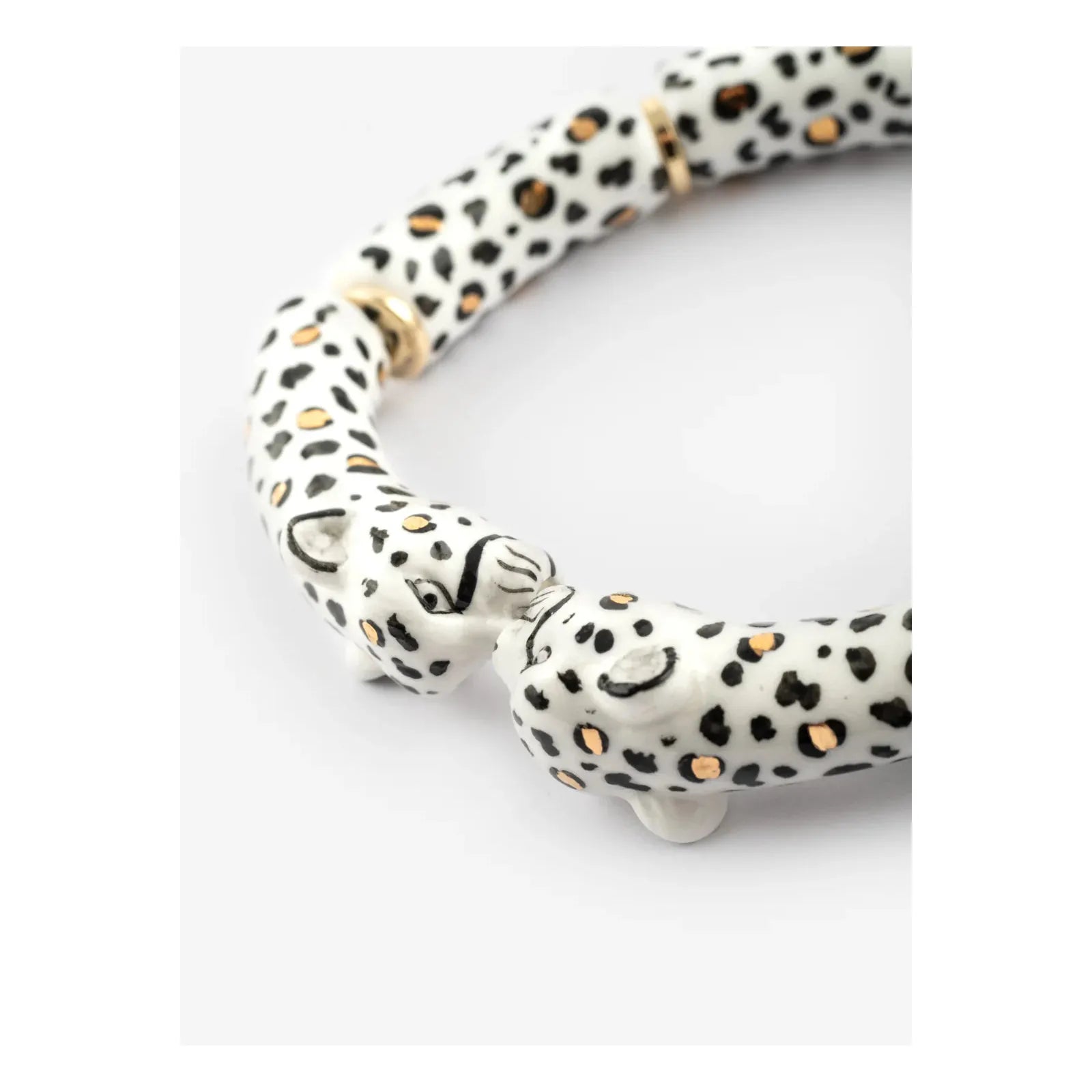 White and Gold Leopard Kiss Bracelet