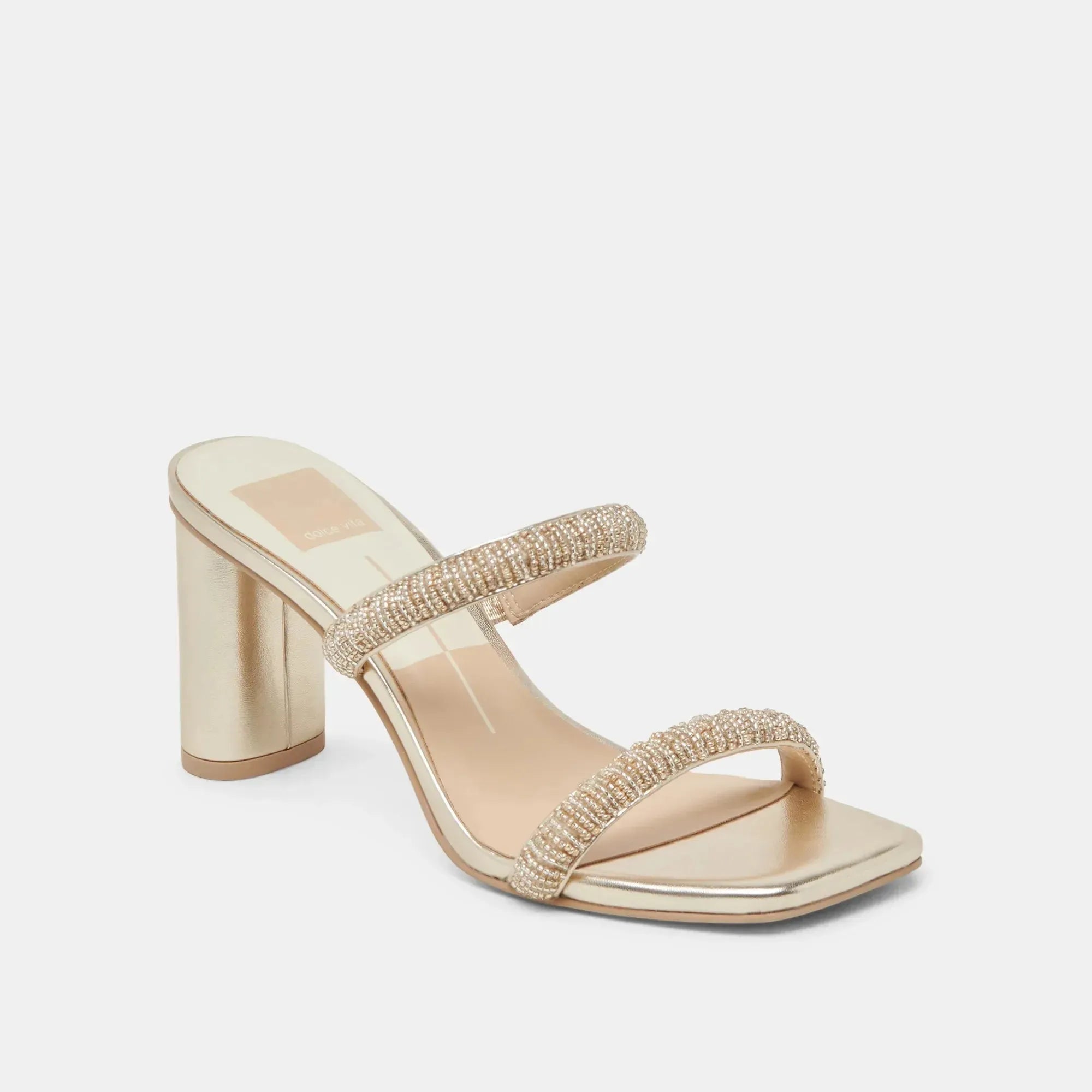 NOLAH Beaded Heels – Gold Multi