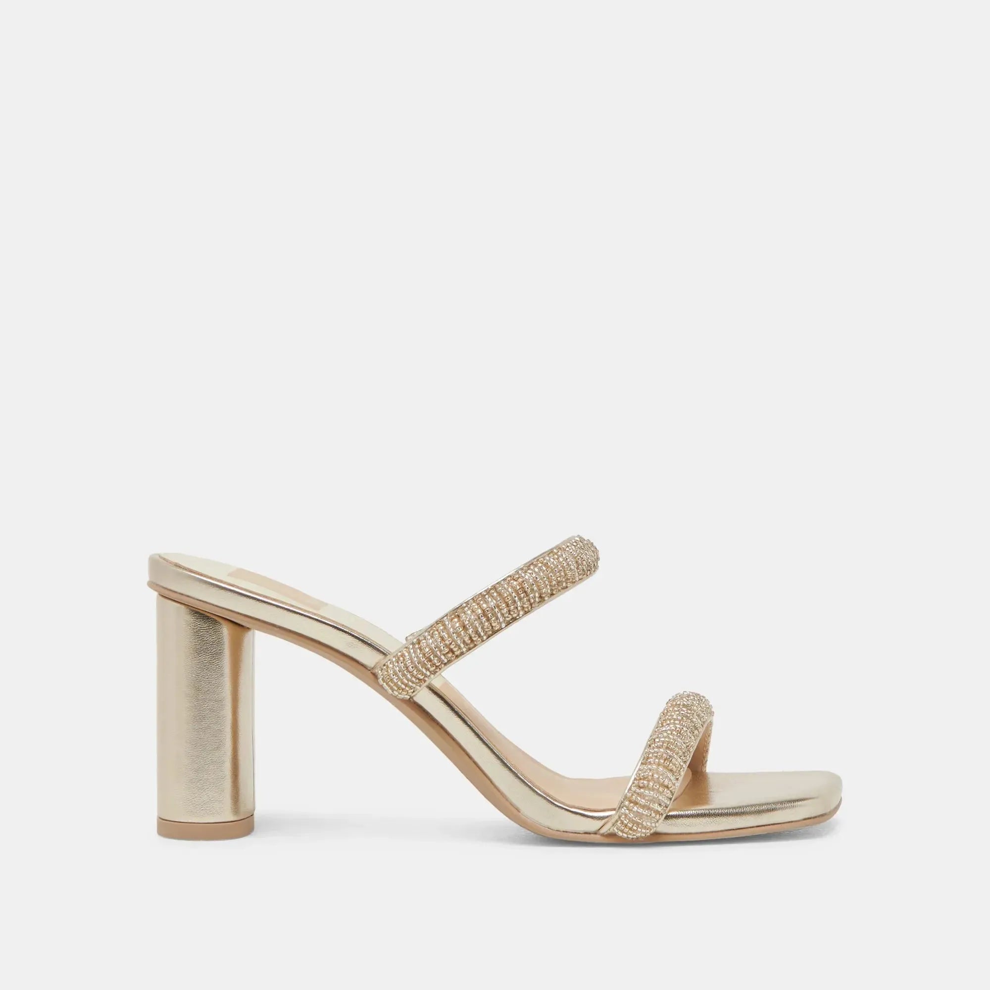 NOLAH Beaded Heels – Gold Multi