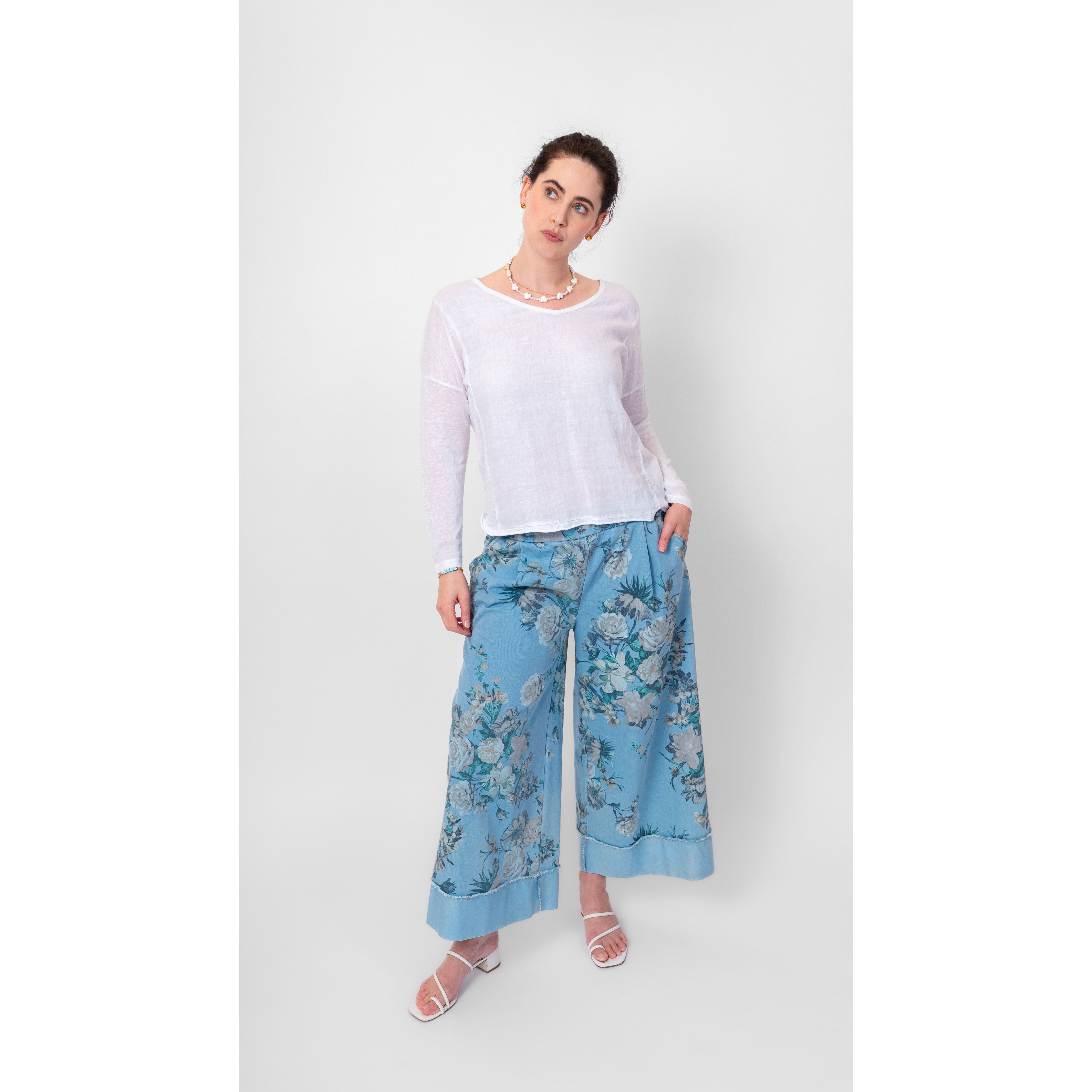 Indigo Bloom Palazzo Pant