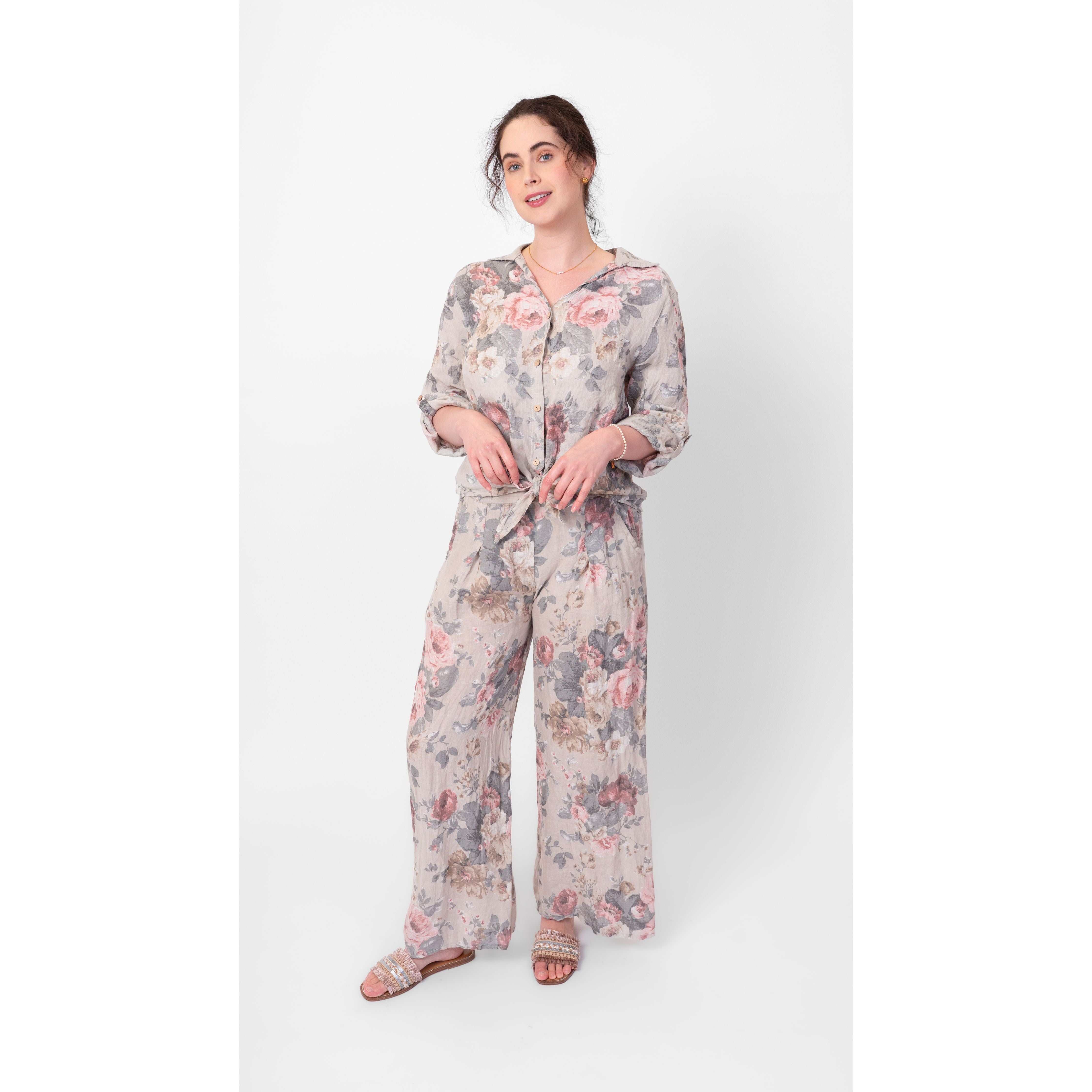 Blush Garden Tie-Front Blouse
