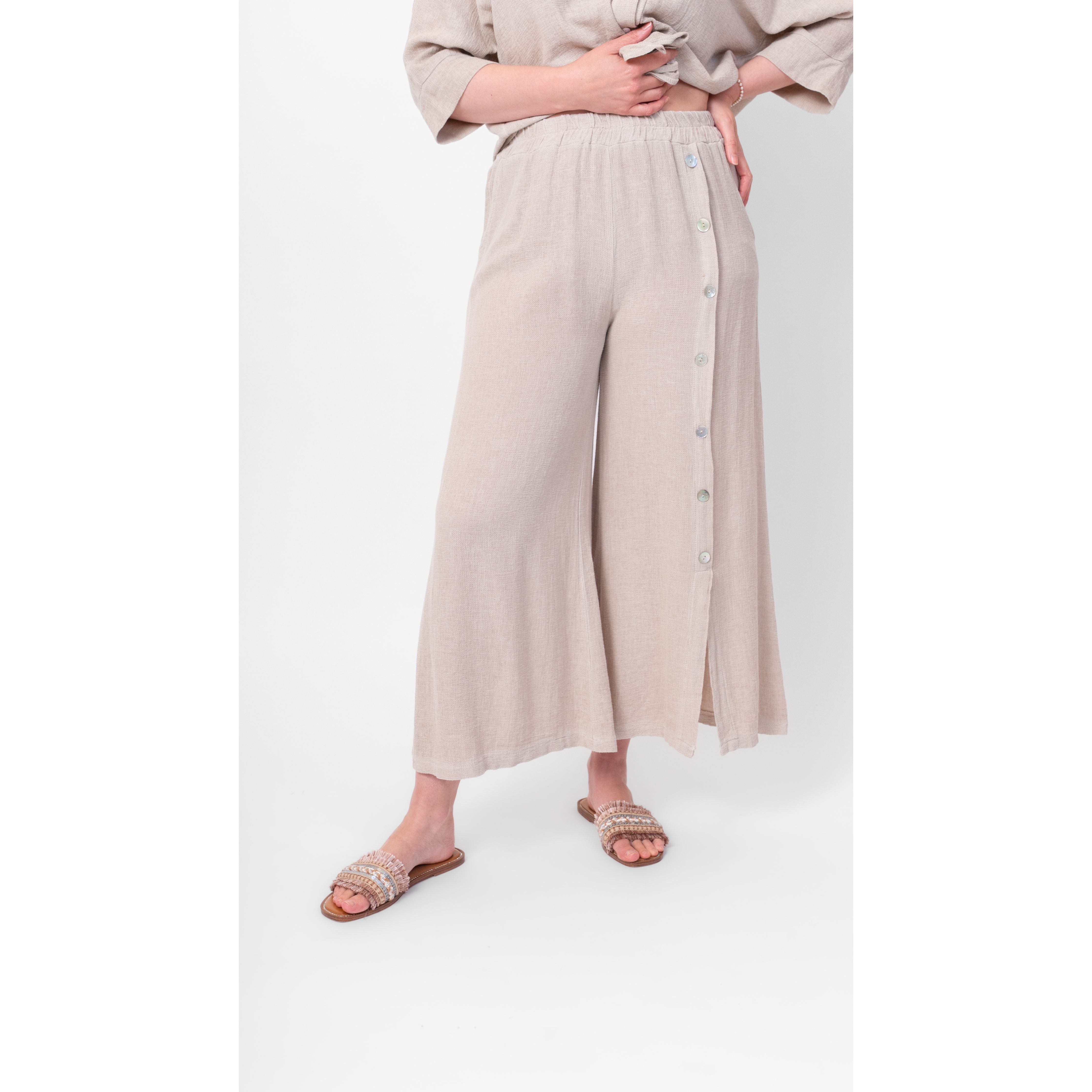 Seashell Breeze Button Palazzo Pant