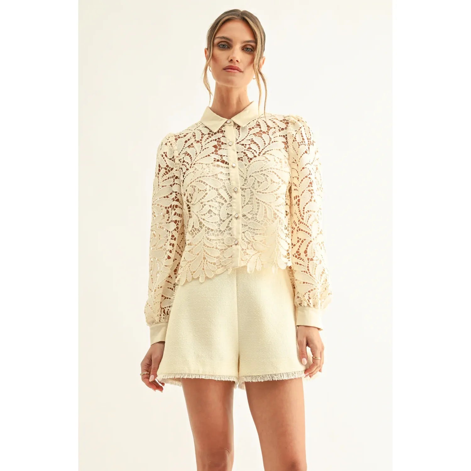 Diora Contrast Detail Lace Shirt