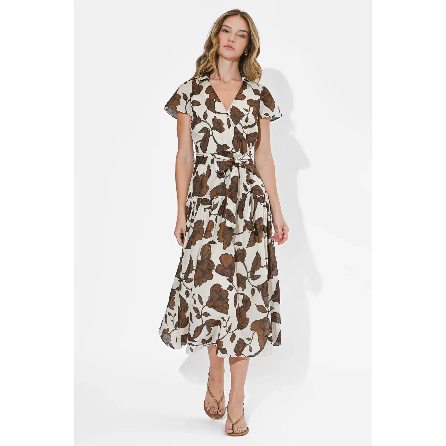 Taylor Flowy Wrap Midi Dress