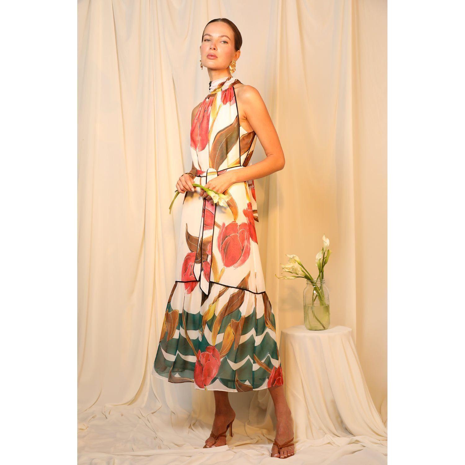 Maisy Printed Tiered Maxi Dress