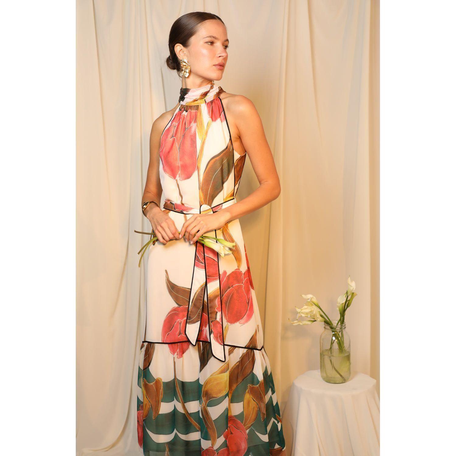 Maisy Printed Tiered Maxi Dress