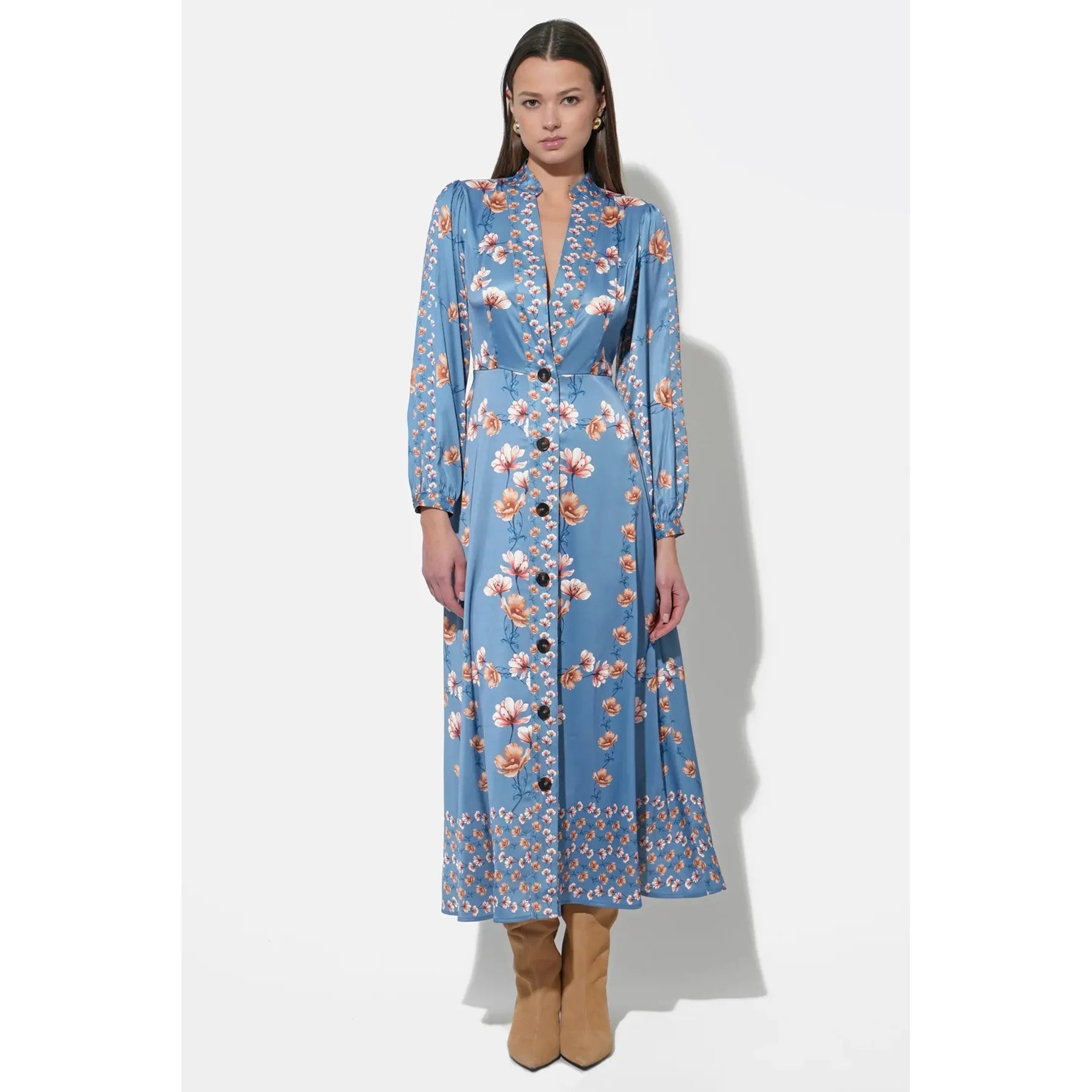 Jailyn Button Front Midi Dress