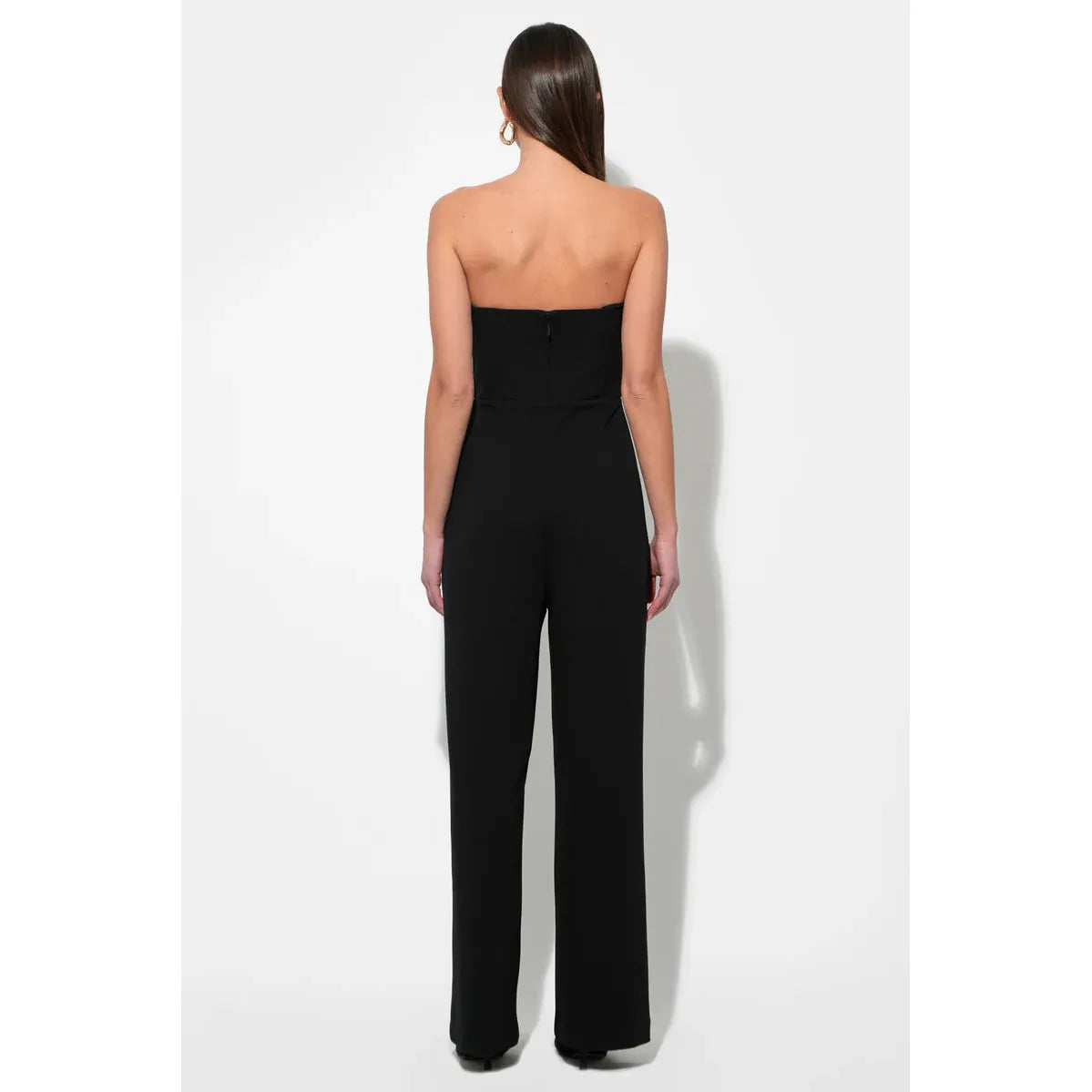 Donna Stretch Crepe Jumpsuit With Contrast Mesh