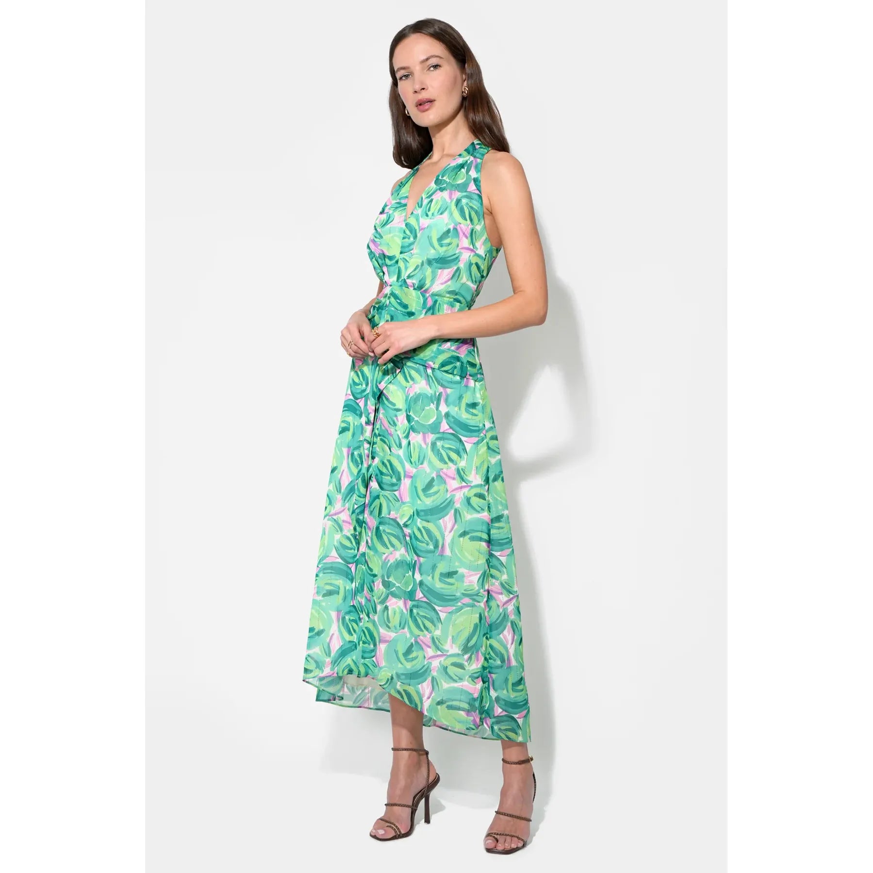 Margot Wrap Tie Waist Printed Maxi Dress