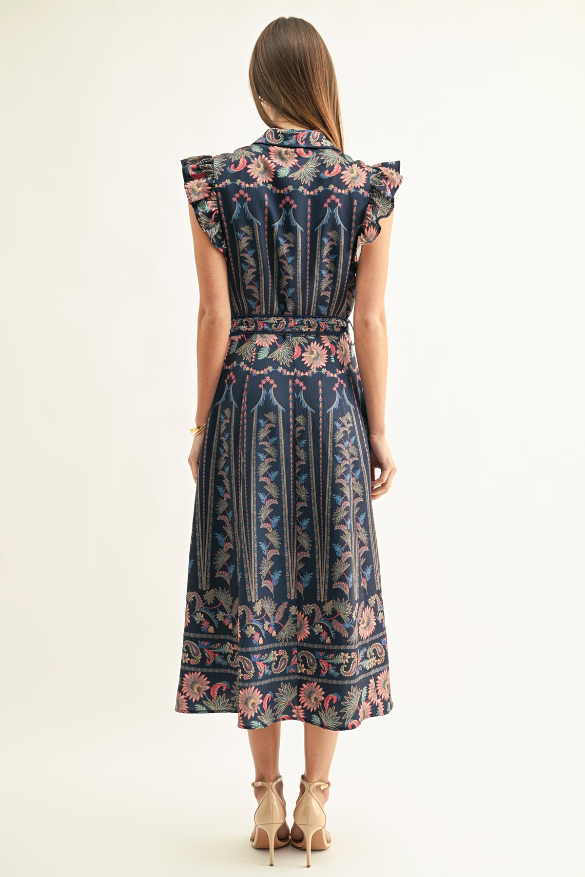 Karly Ruffled Sleeve Midi Dress