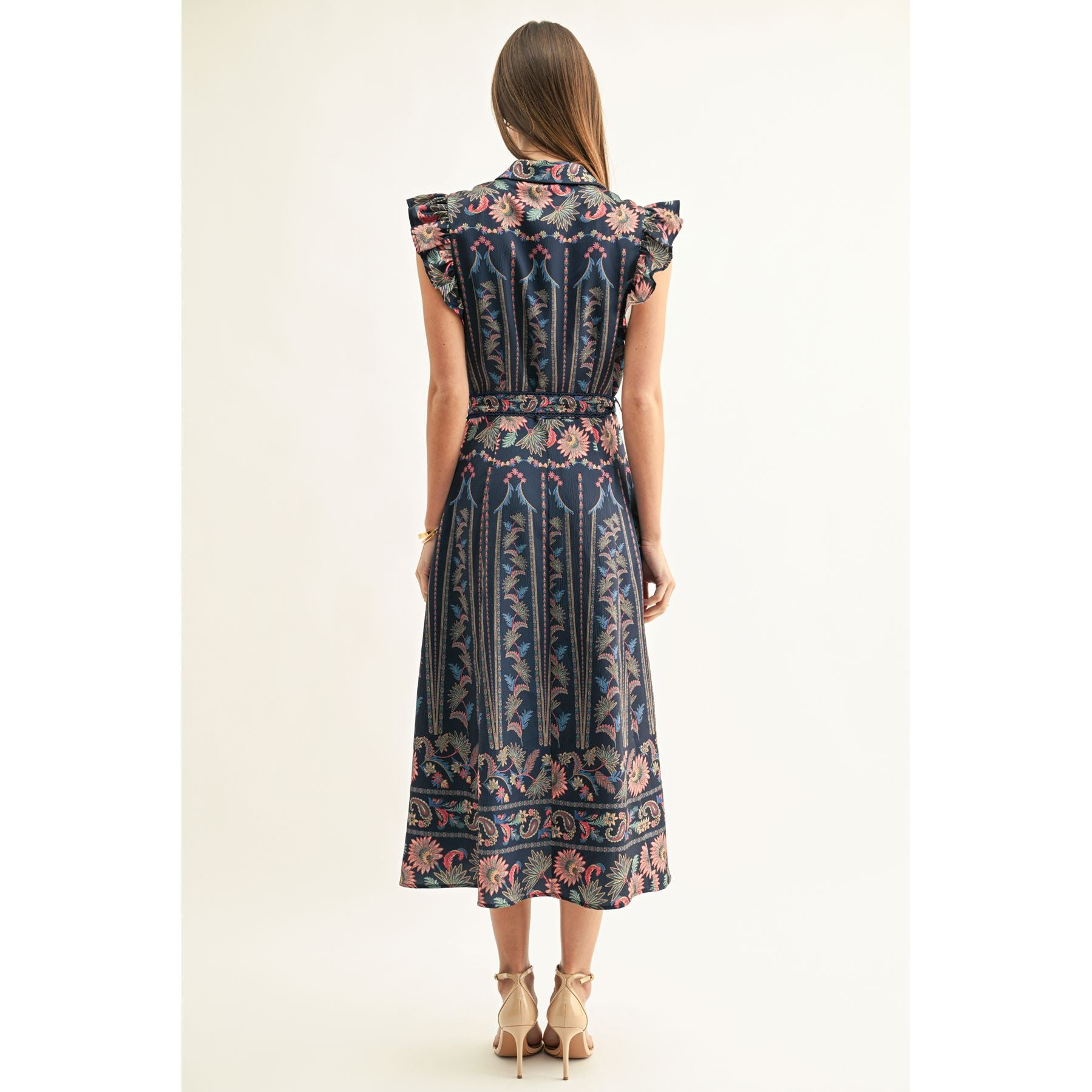 Karly Ruffled Sleeve Midi Dress
