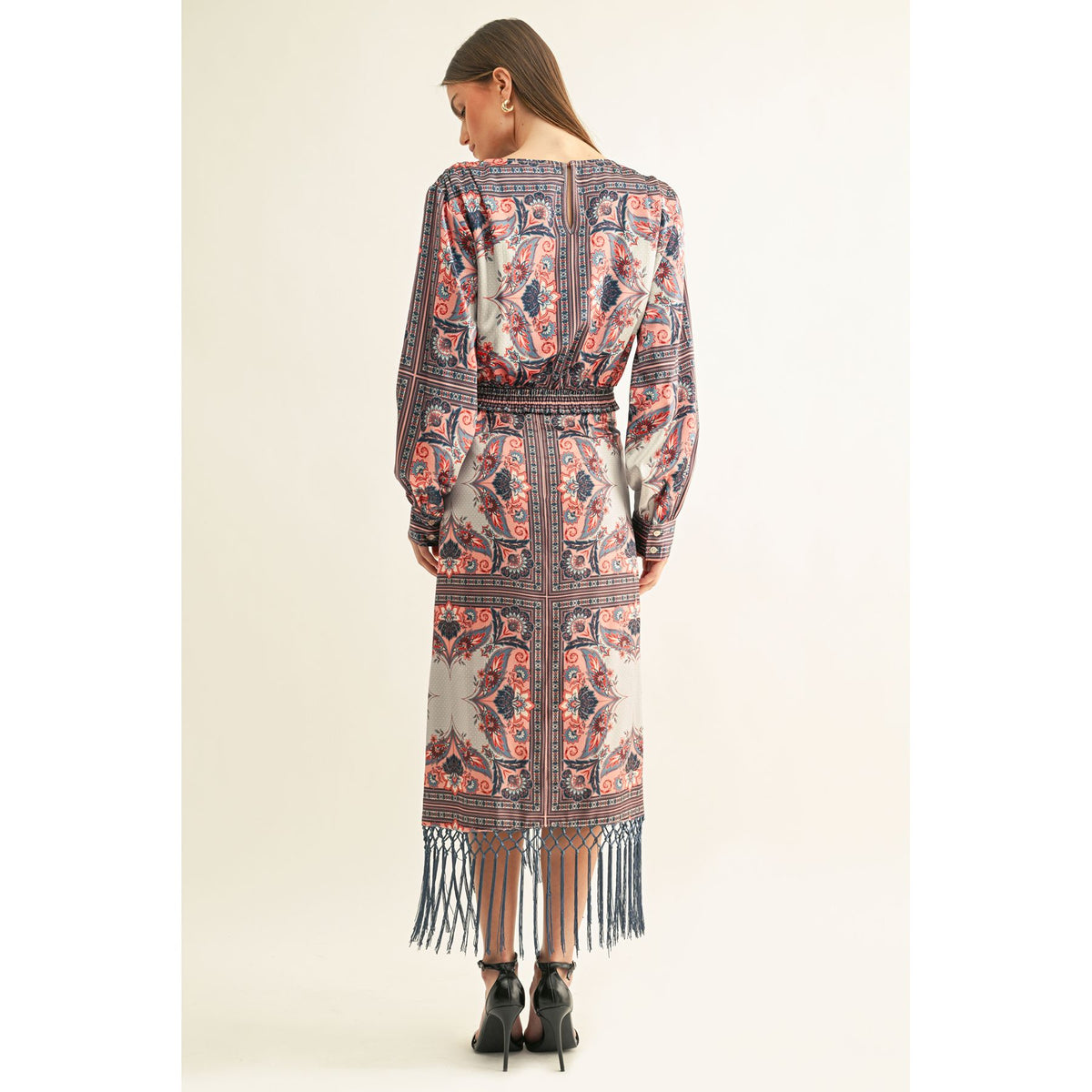 Aries Draped Fringe Hem Midi Skirt