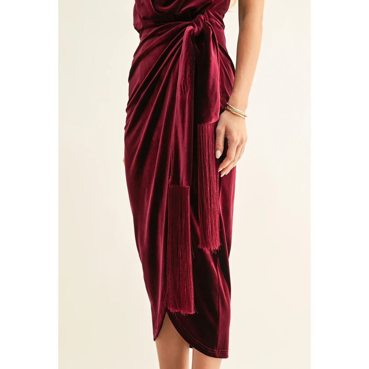 Willow Velvet Halter Wrap Midi Dress