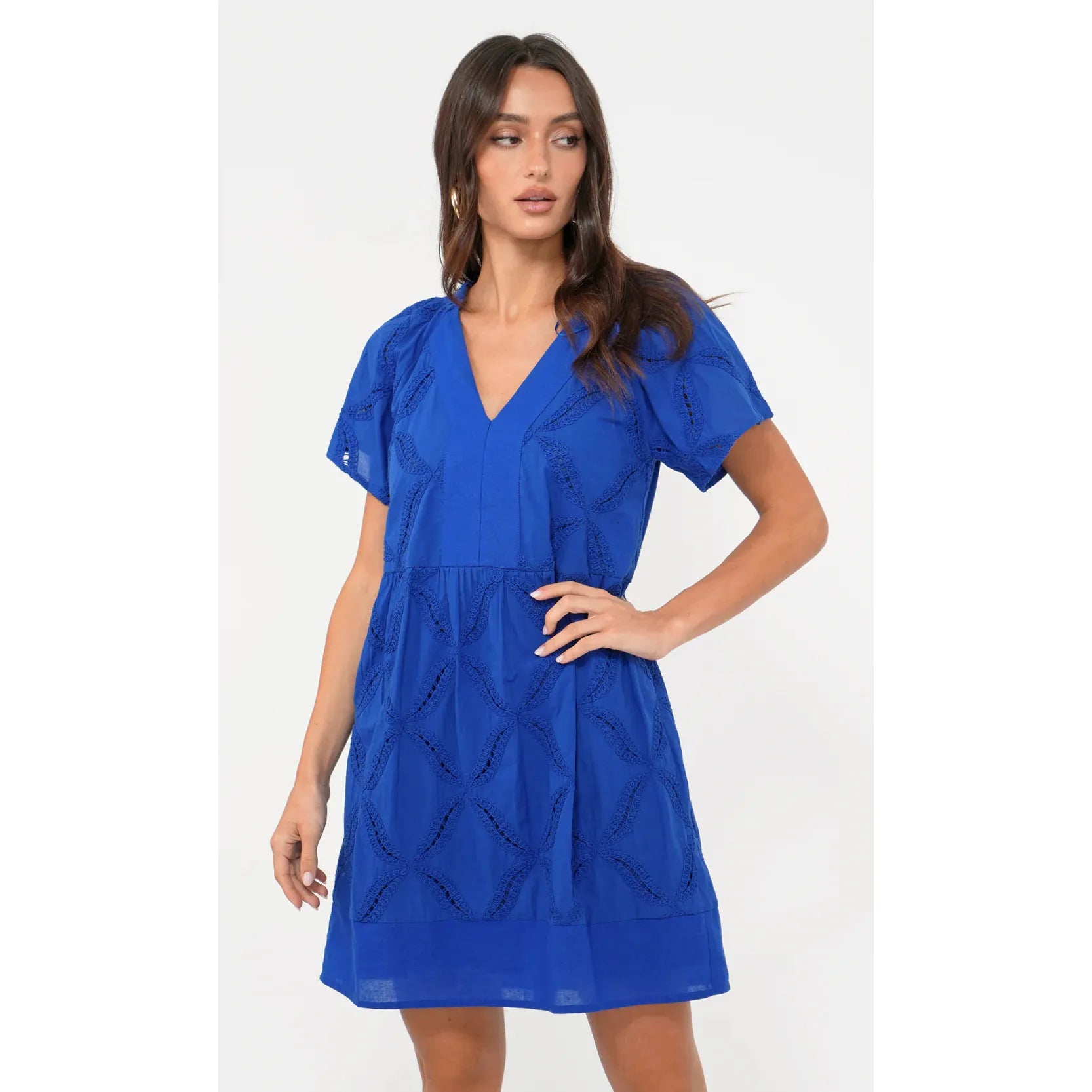 Fawn Embroidered Popover Dress | Colbalt