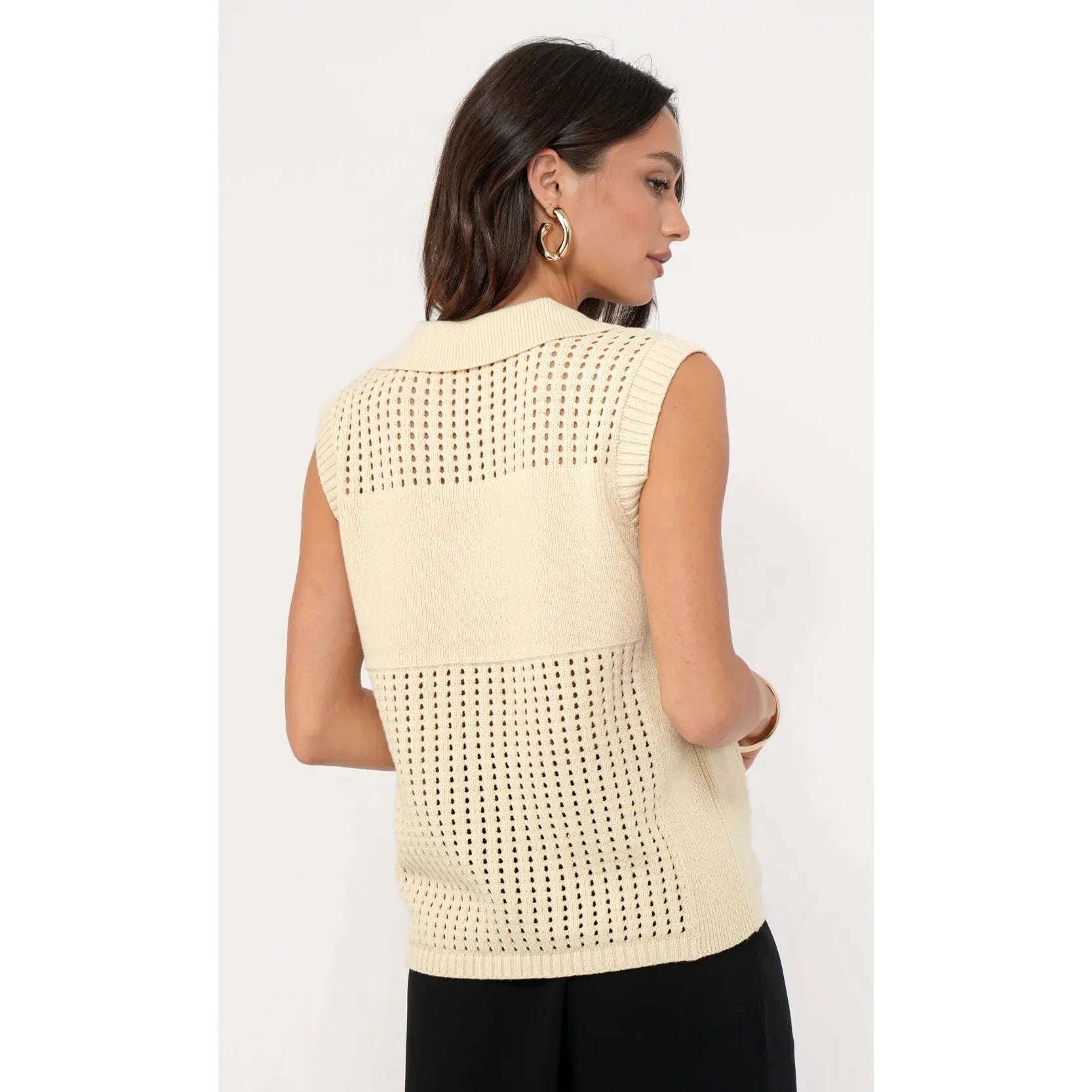 Gordon Open Knit Paneled Sweater Top