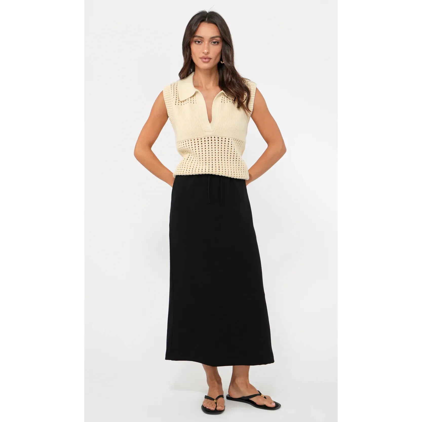 Gordon Open Knit Paneled Sweater Top