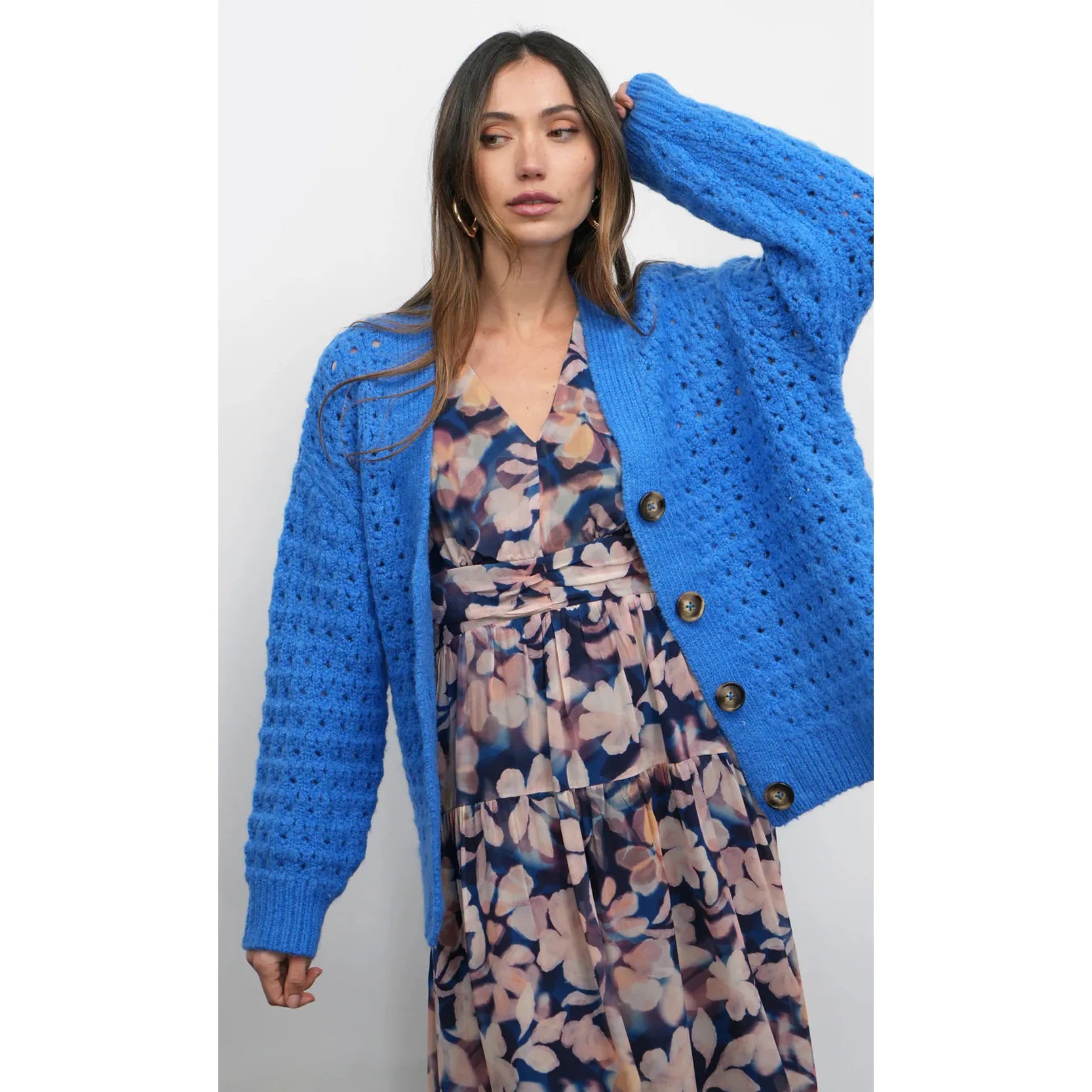 Hudson Oversized Crochet Knit Cardigan