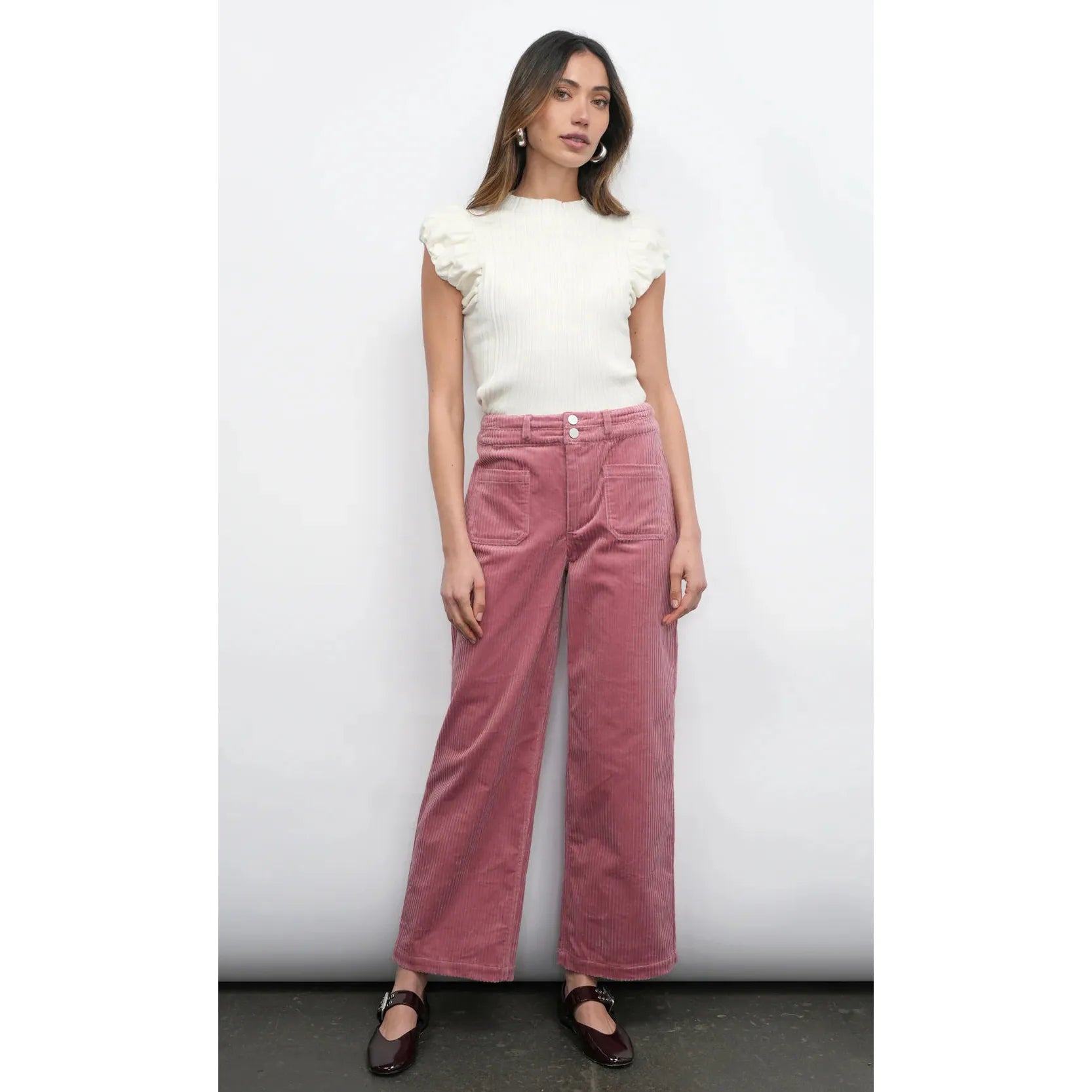 Austen Puff Cap Sleeve Rib Knit Top