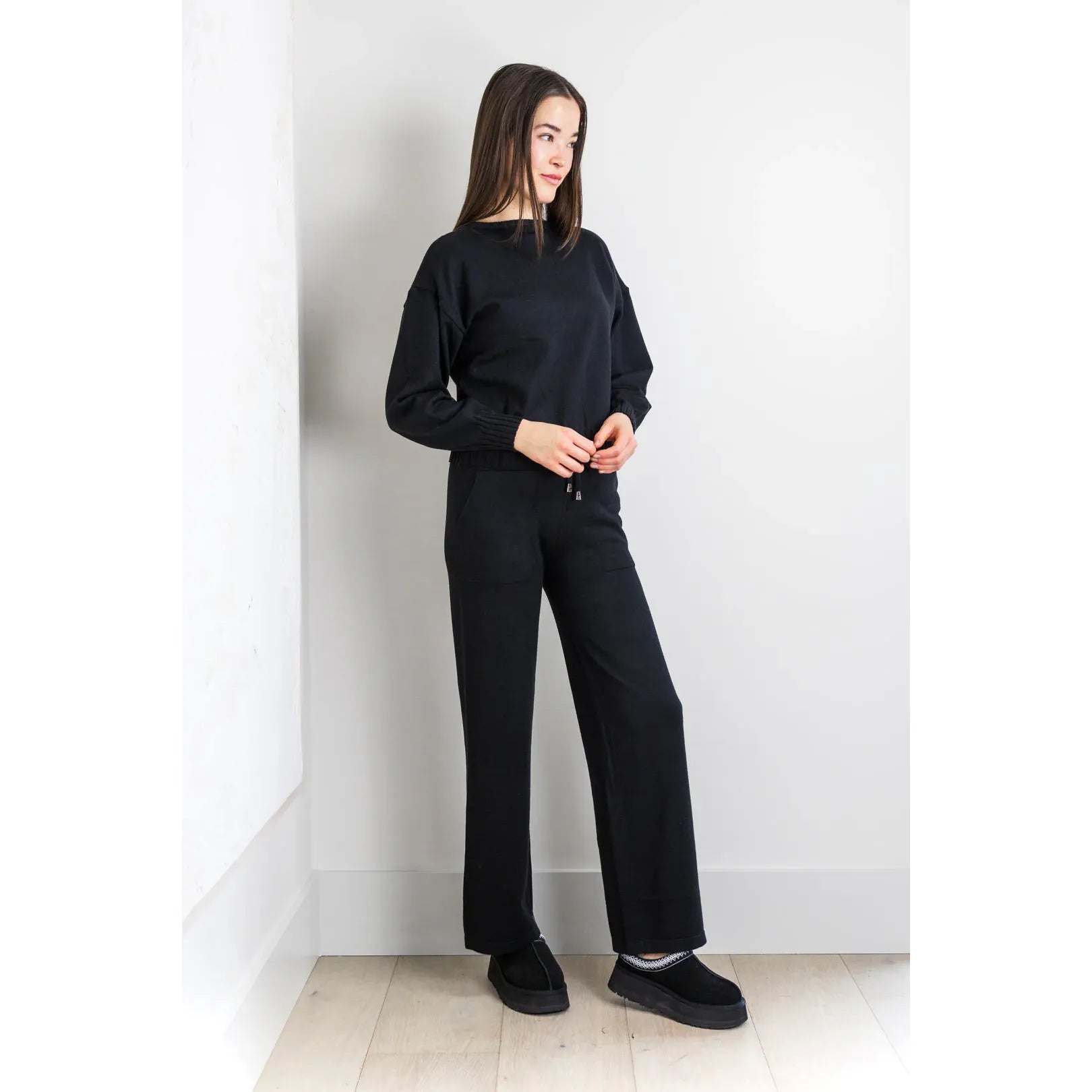 Odette Black Knit Pant Set