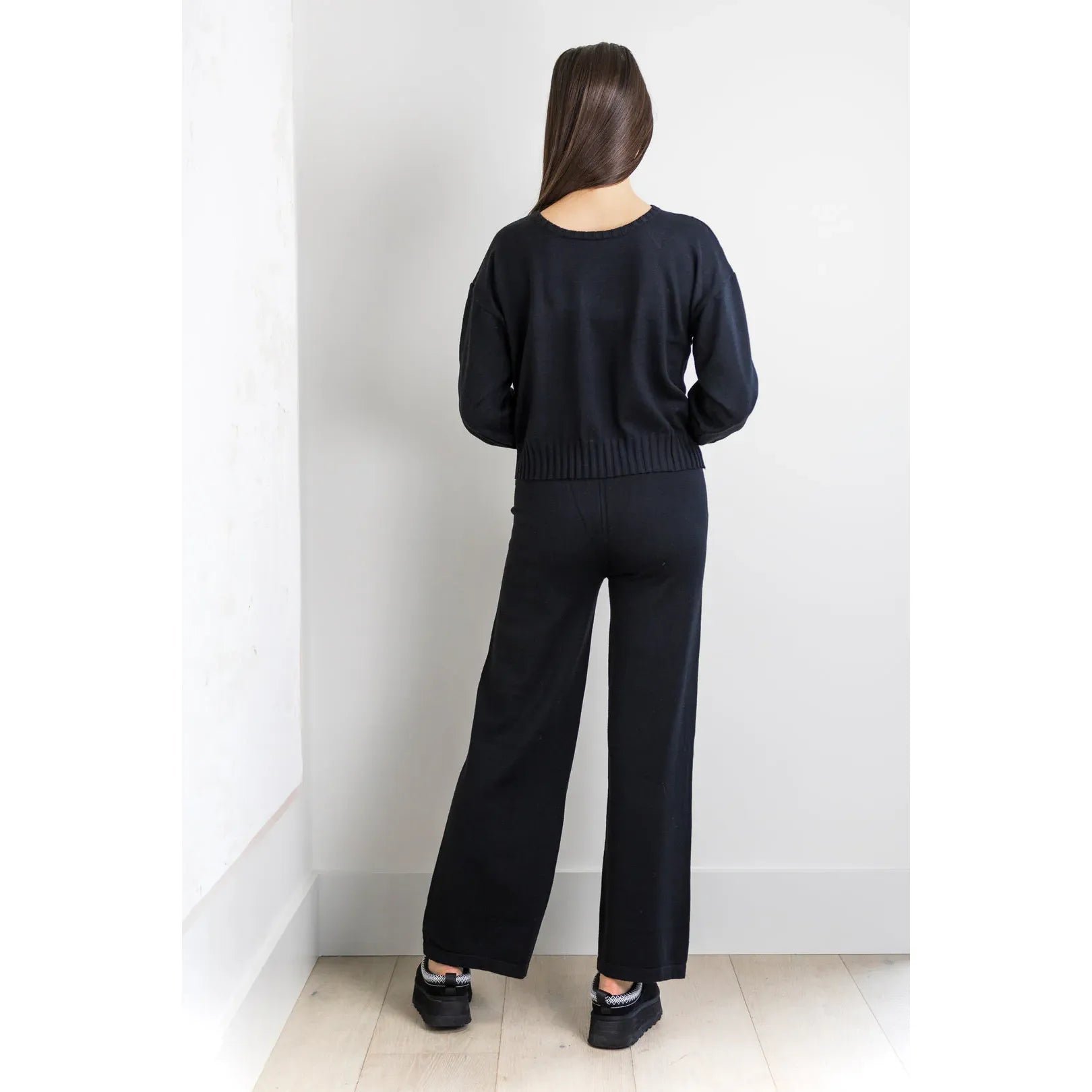 Odette Black Knit Pant Set