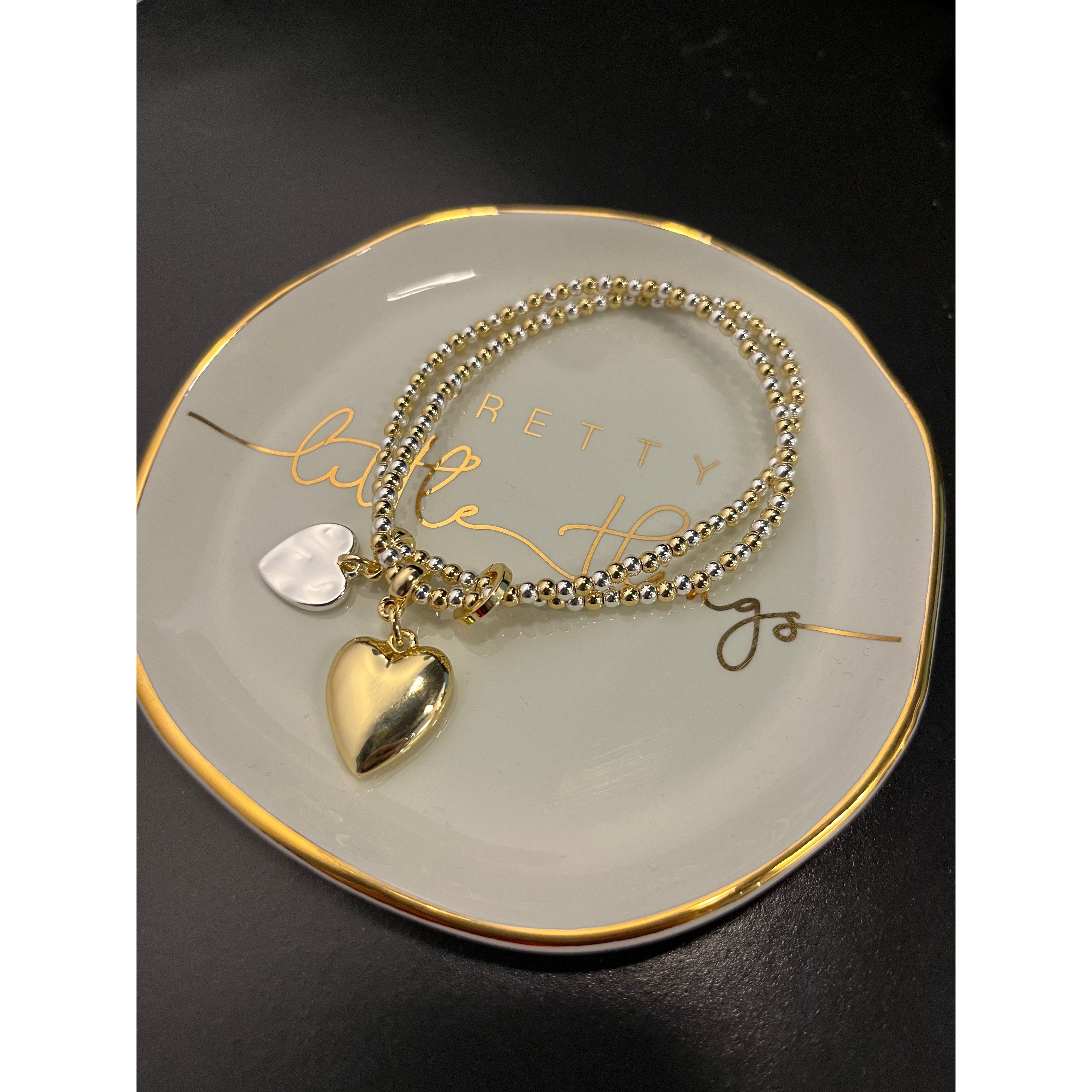 Double Heart Charm Bracelet