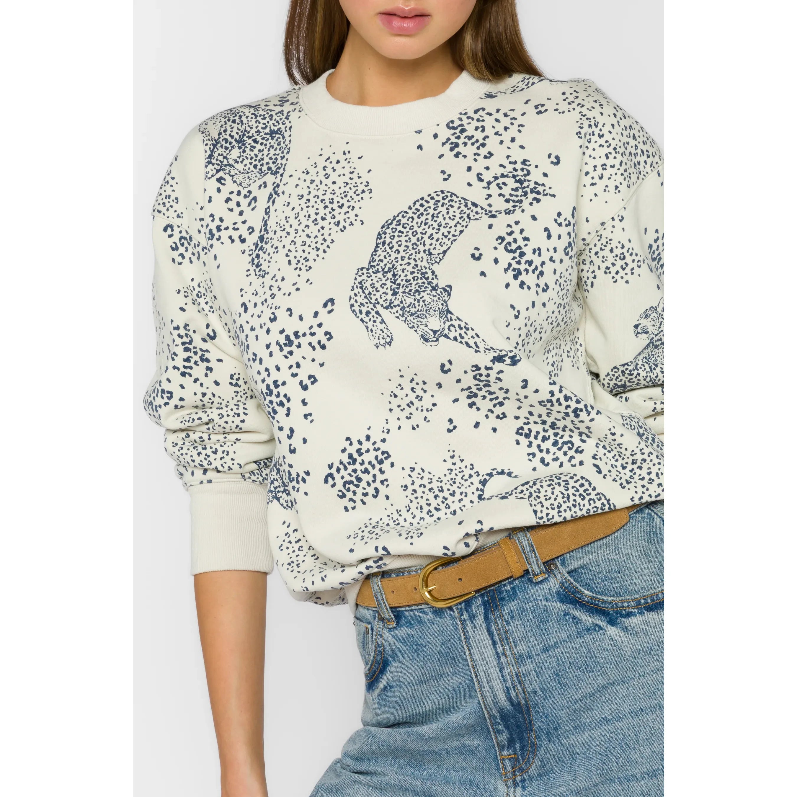 Lux Navy Leopard Sweater