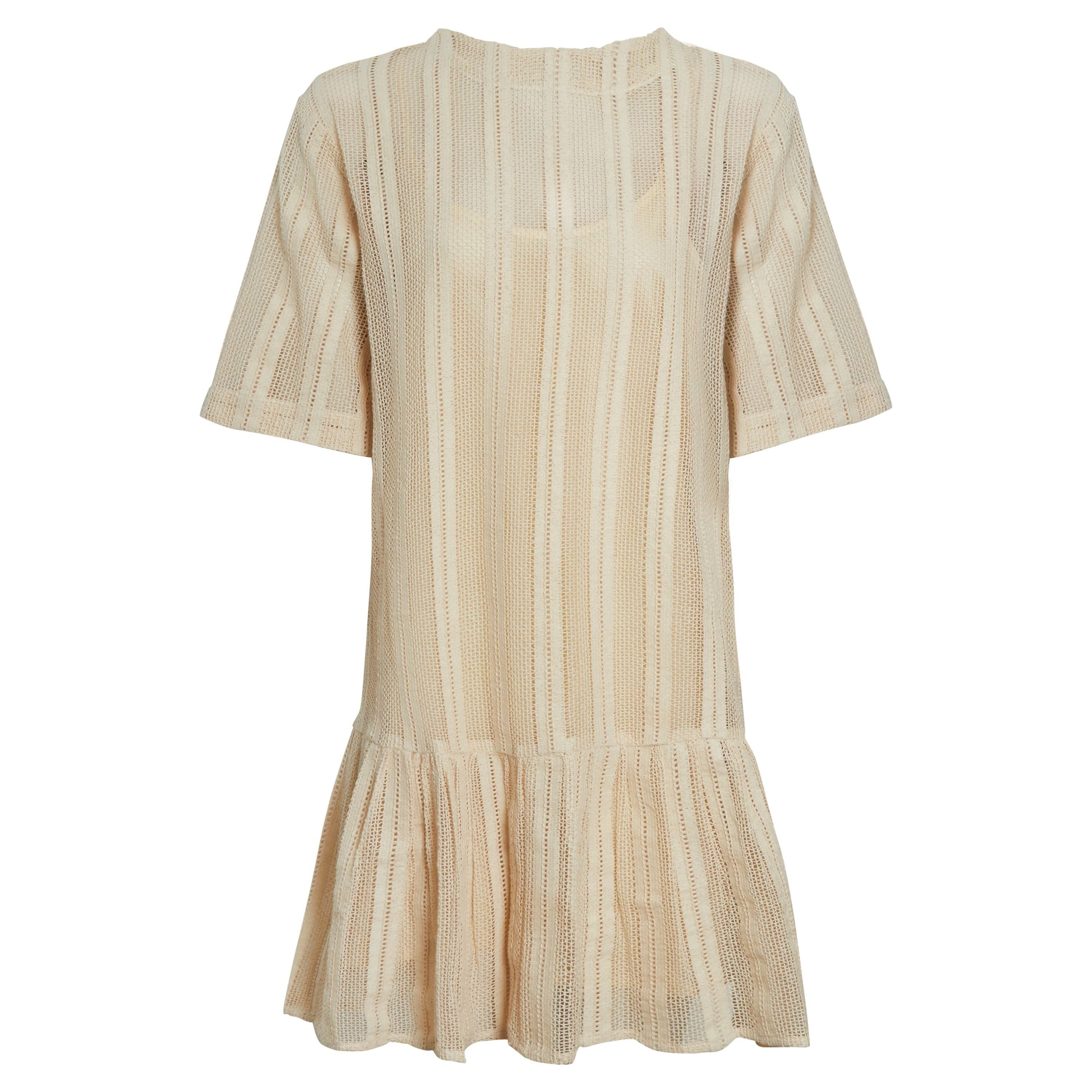 Holland Crochet Peplum Dress | Stone