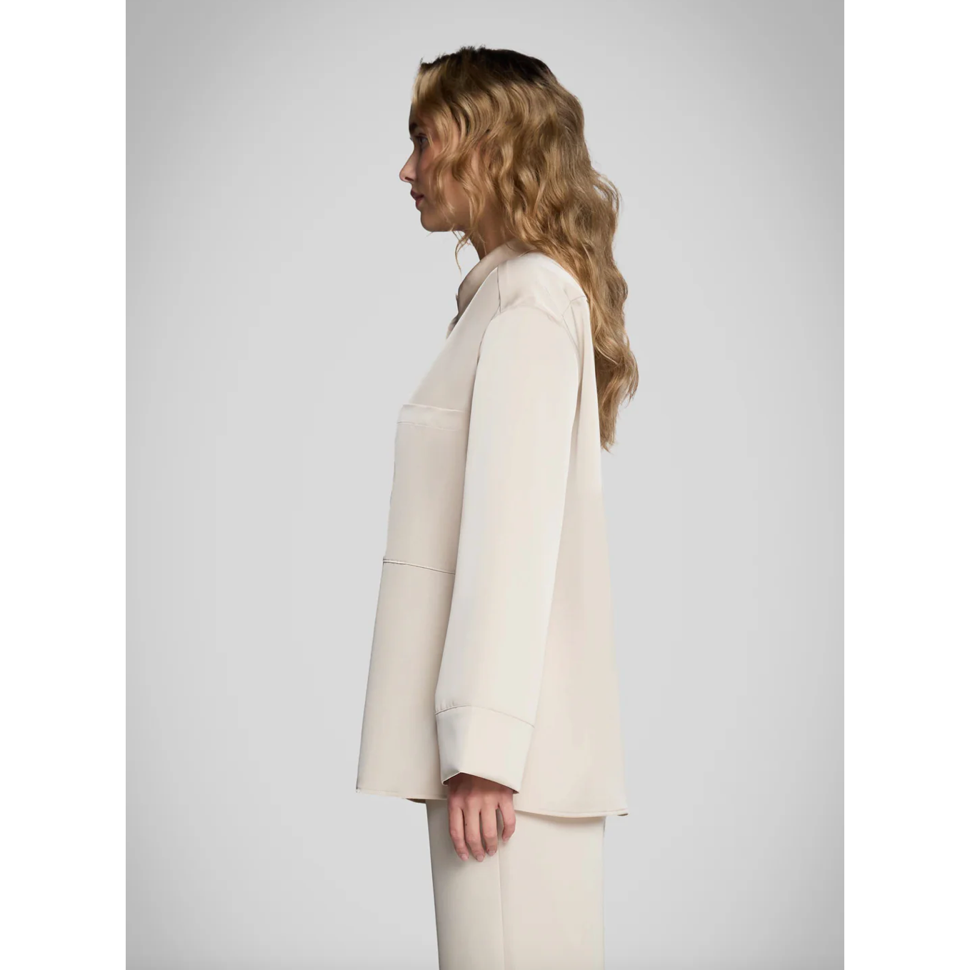 Ladies Satin Oversized Shirt | Café au Lait
