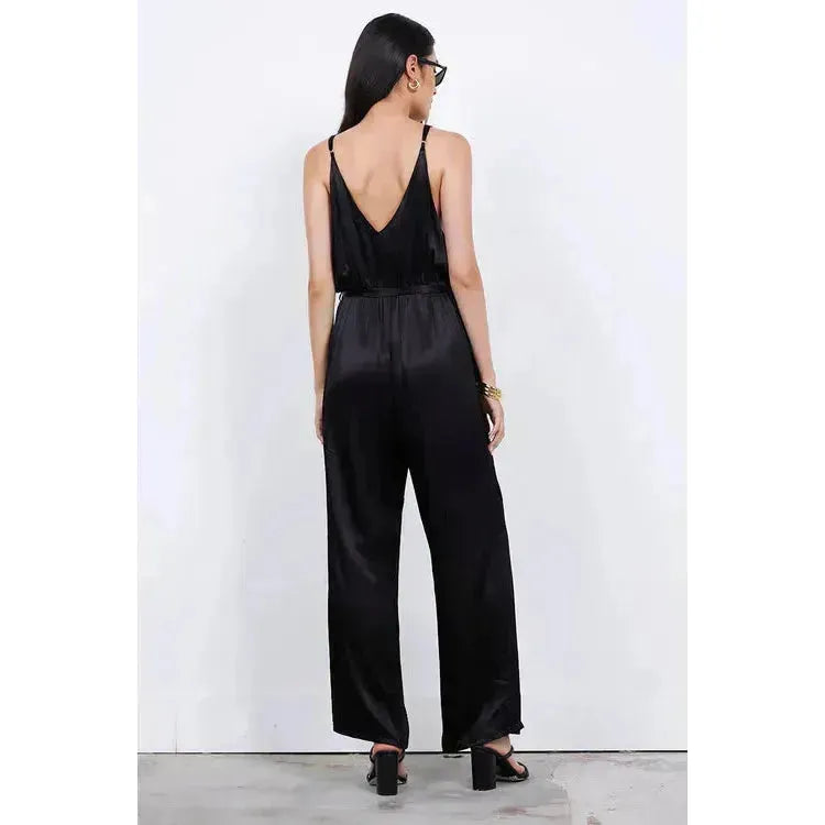 Fleur Belted Silky Jumpsuit