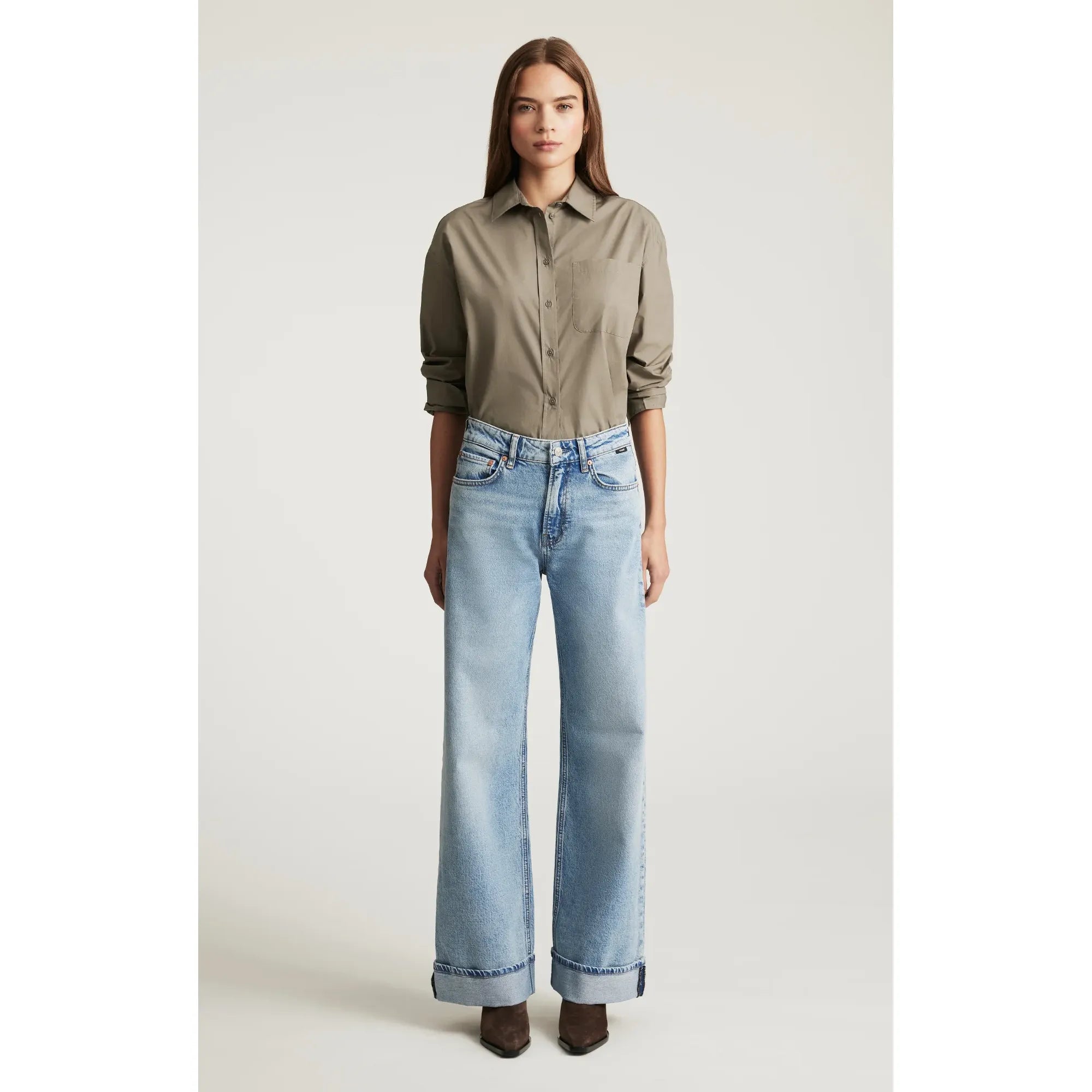 Florida Cuffed Wide Leg Jeans | Mid Rise
