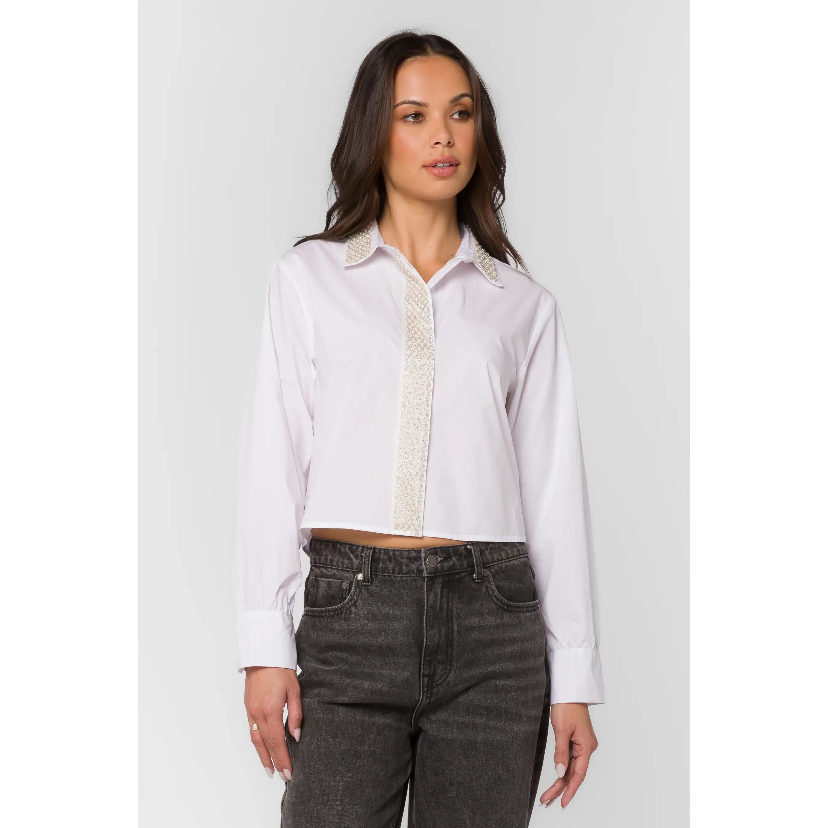 Soleil White Pearl Blouse