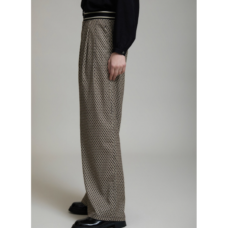 Printed Ribbon Detail Trousers