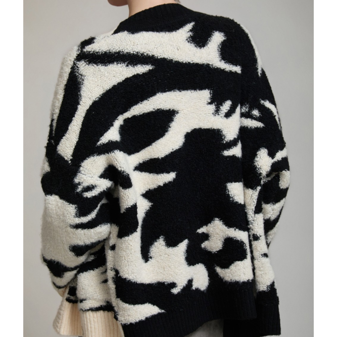 Two-Tone Jacquard Knit Jacket