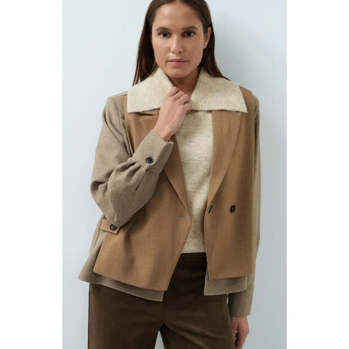 Contrast Fabric Blazer