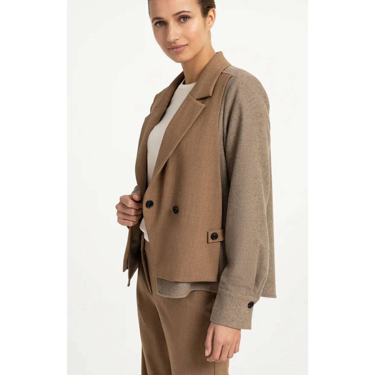 Contrast Fabric Blazer