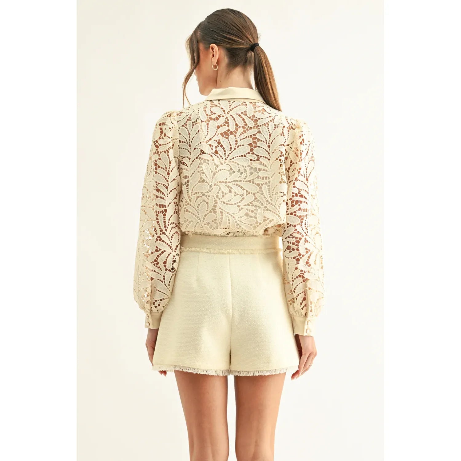 Diora Contrast Detail Lace Shirt