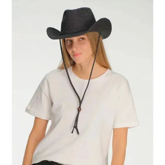 All Over Rhinestone Denim Cowboy Hat
