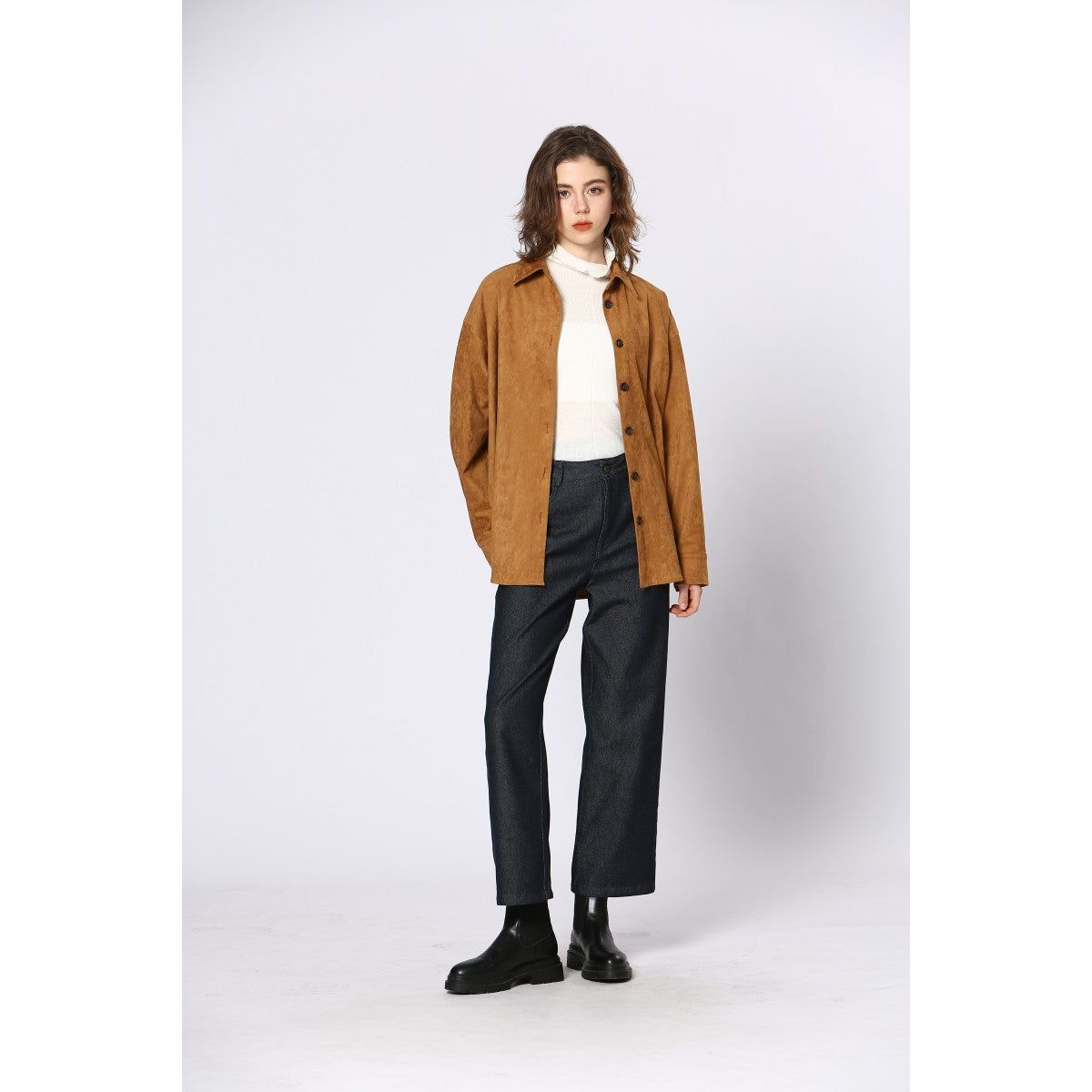 Faux Suede Shirt – Camel